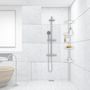 Voir la diapositive 4 : FIVE Étagère de Douche d'Angle  Télescopique  180-240cm Blanc