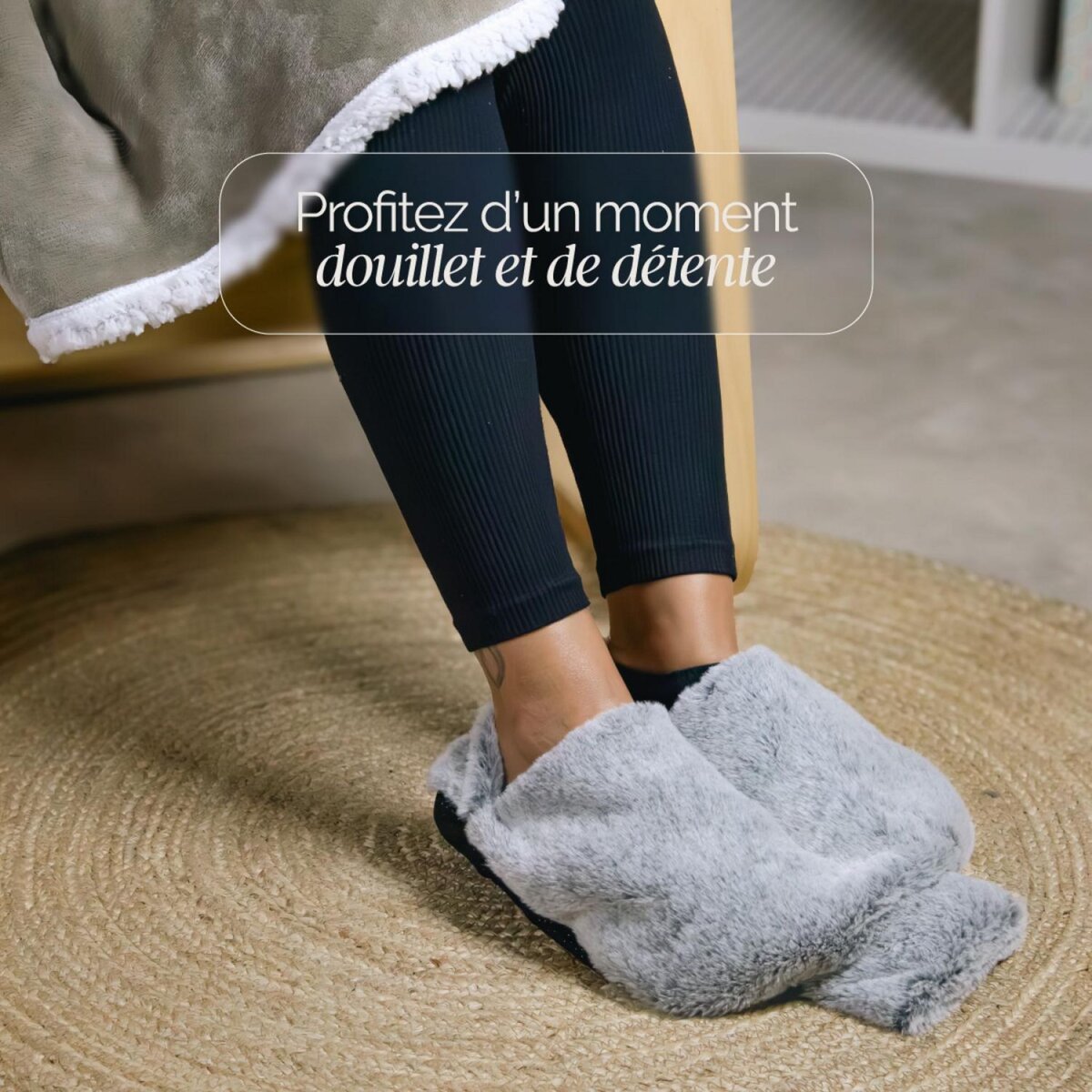 VIVEZEN Chauffe pieds bouillotte douce 3 litres, déhoussable et antidérapant