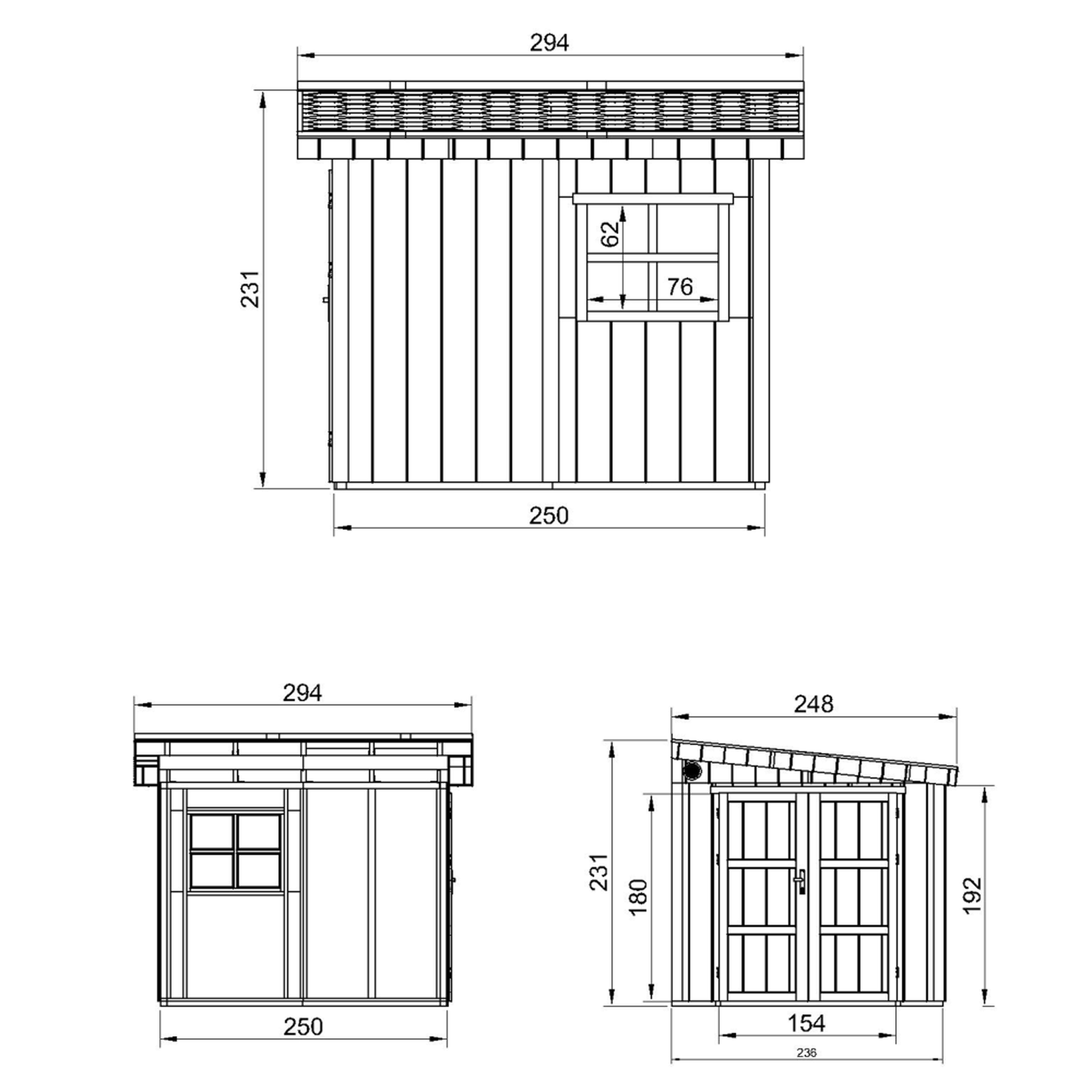 Voir la diapositive 4 : TIMBELA Abri de jardin qualité premium 5,9 m² 231x248x294 cm sans plancher et paroi latérale m938b