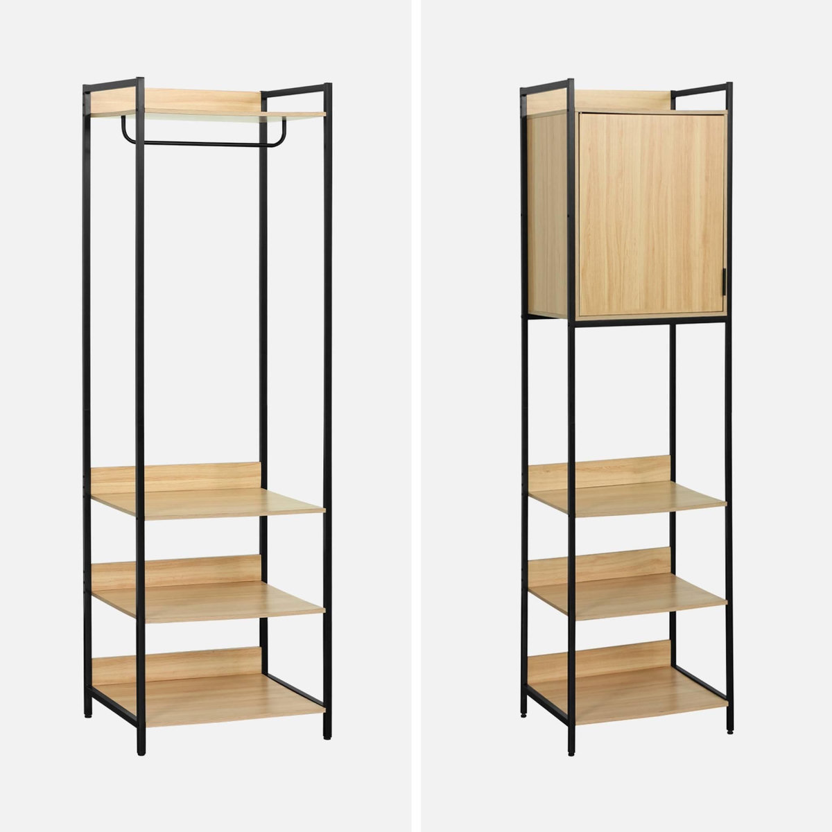 SWEEEK Kit dressing modulable noir avec 4 éléments. L 280 x P 48 x H 190 cm