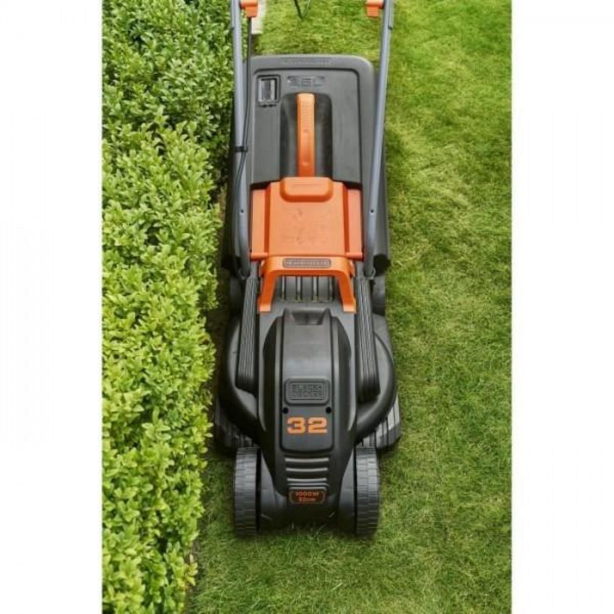 Black et Decker Tondeuse a Gazon   électrique BLACK+DECKER BEMW351-QS - 1000W - 32cm de coupe - 3 hauteurs réglables