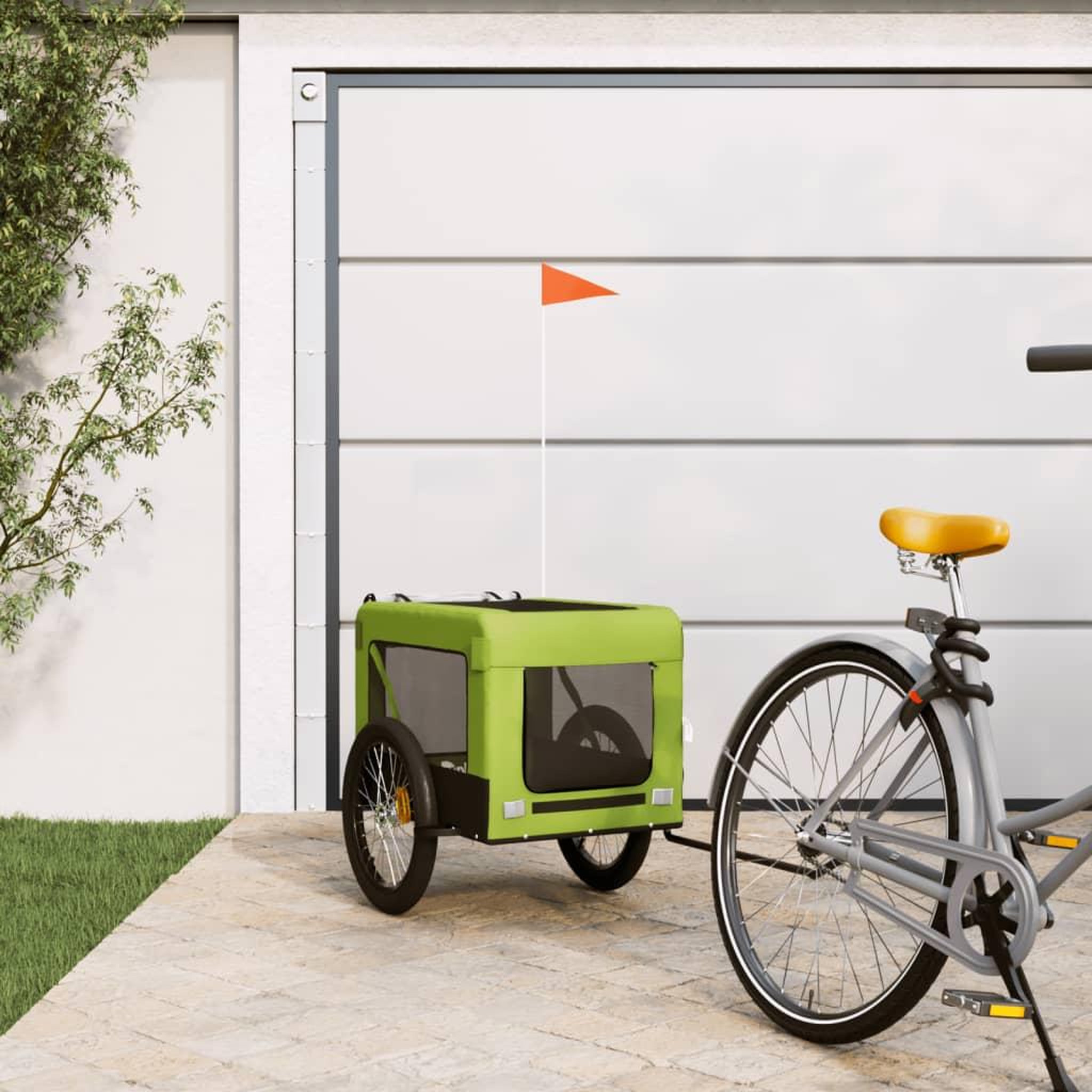 VIDAXL Remorque de velo pour animaux de compagnie vert et noir