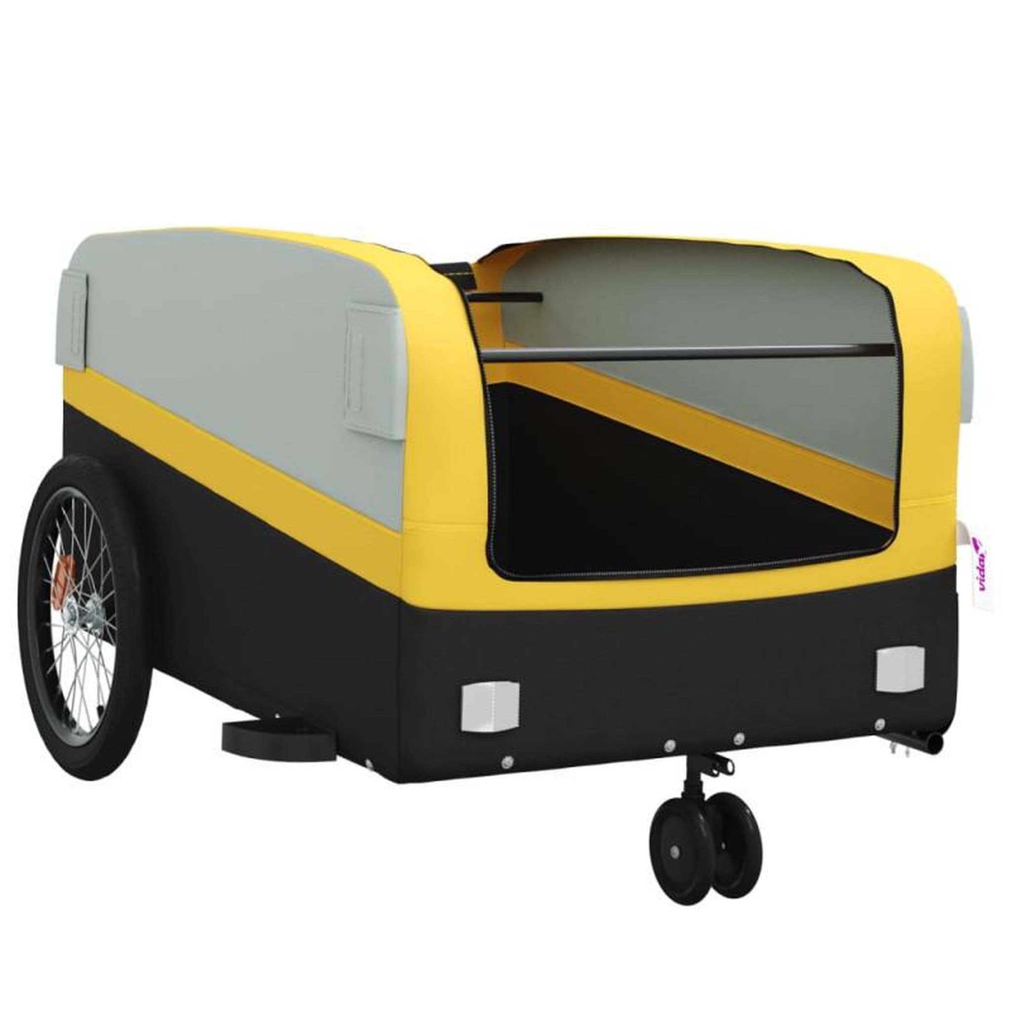 Voir la diapositive 5 : VIDAXL Remorque de vélo noir et jaune 45 kg fer