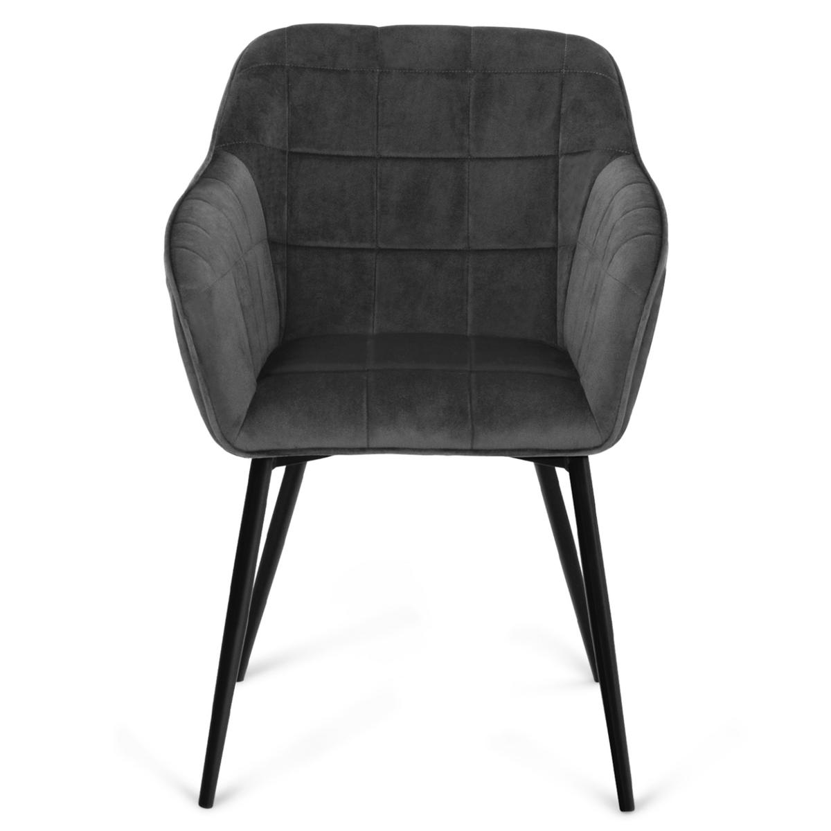 ID MARKET Lot de 2 chaises de salle à manger, fauteuils de table MADY en velours gris foncé