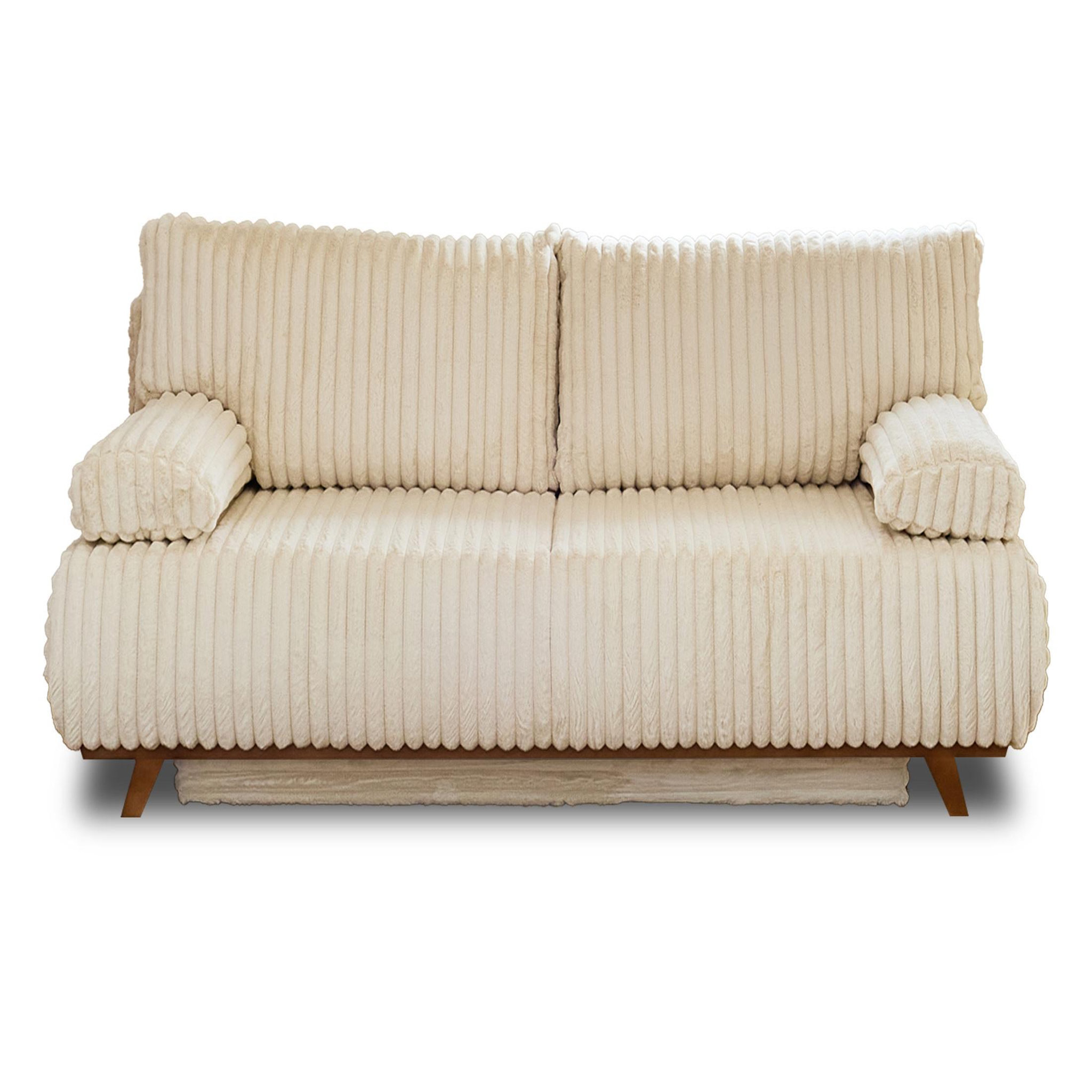 BEST MOBILIER Cristal - canapé 3 places - convertible avec coffre - en fausse fourrure côtelée. Coloris disponibles : Orange, Bleu, Vert, Beige, Gris, Marron