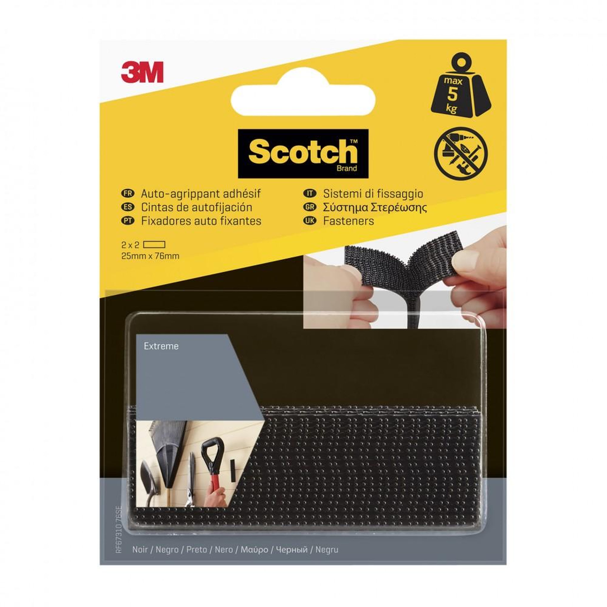 CENTRALE BRICO 4 bandes auto-agrippantes noir SCOTCH L.7.6 x l.25 mm