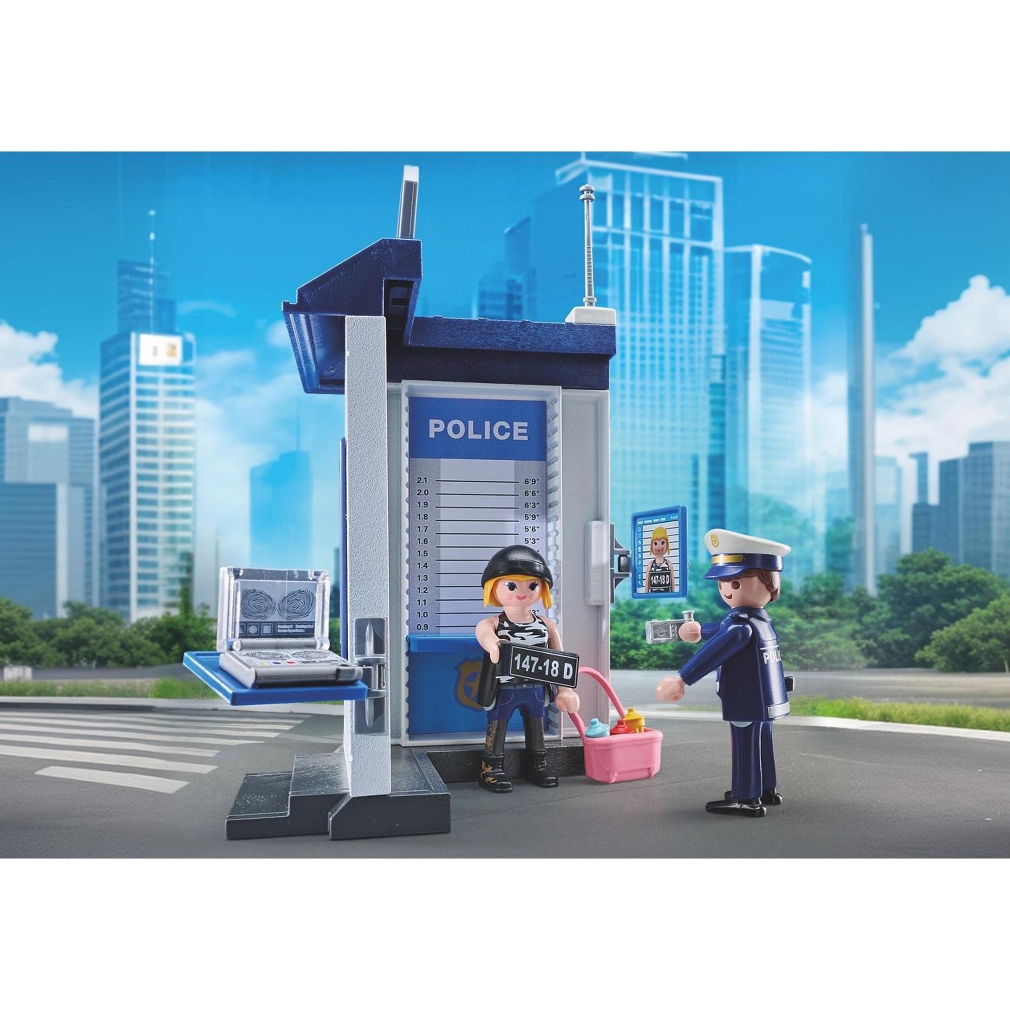 Voir la diapositive 2 : PLAYMOBIL Action Heroes Salle d'interrogatoire police, relevé d'empreintes