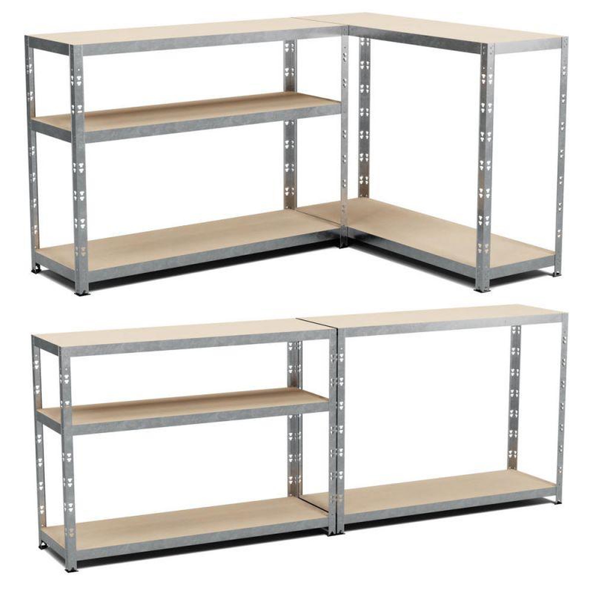 Voir la diapositive 5 : EUROSPEN Etagère de rangement modulable et polyvalente pour atelier, garage, cave... Charge Lourde max 875kg -180x120x40cm - Gris