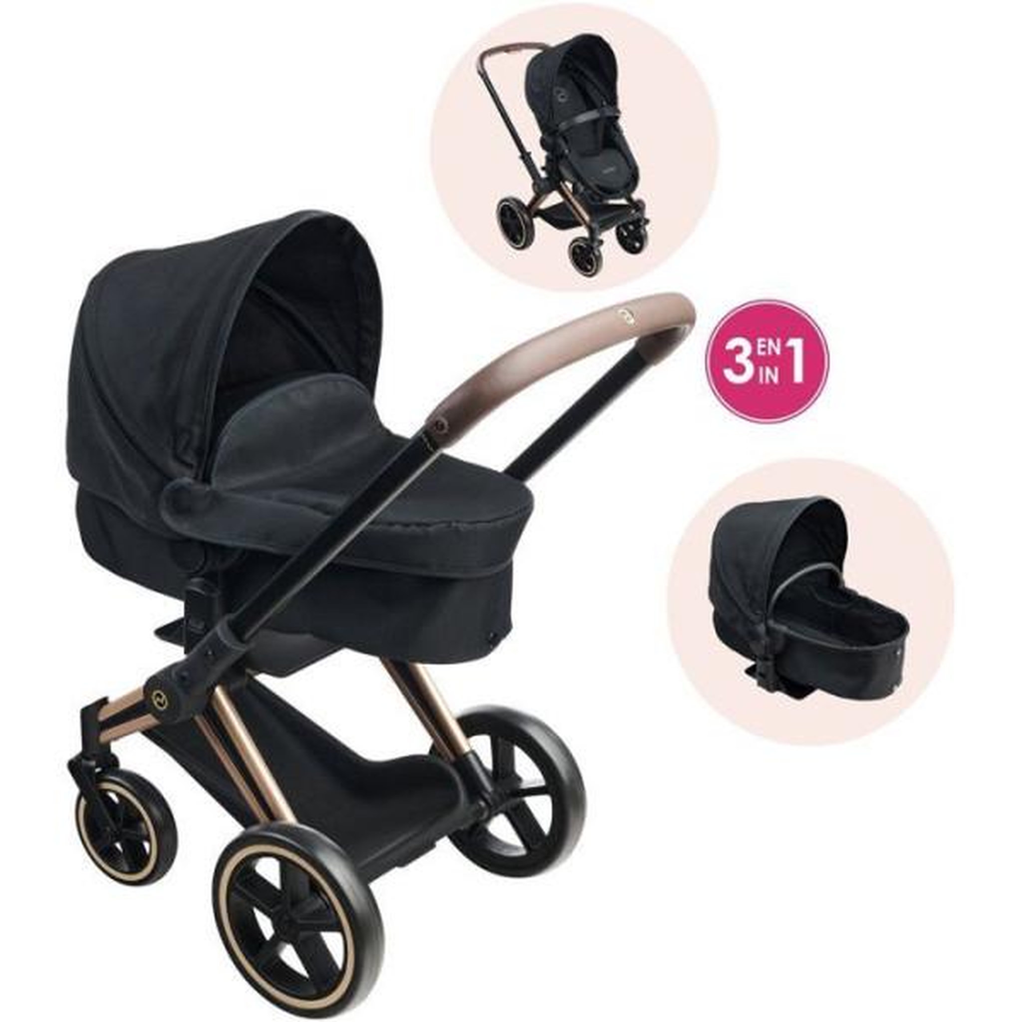 Corolle Landau 3-en-1 - COROLLE - Cybex Priam - Pour poupons de 36 a 42 cm - Gris - Des 3 ans