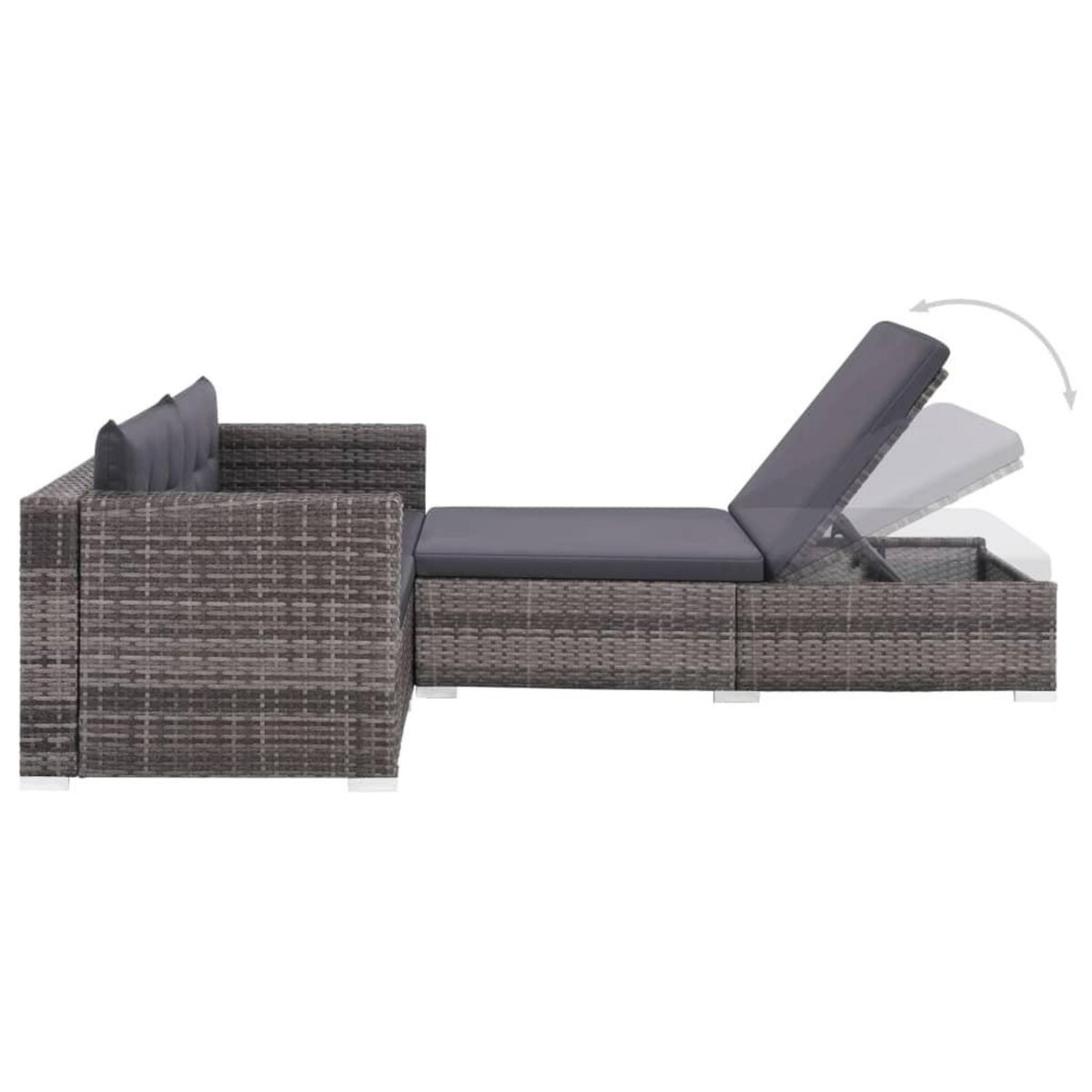 VIDAXL Salon de jardin 3 pcs avec coussins Resine tressee Gris