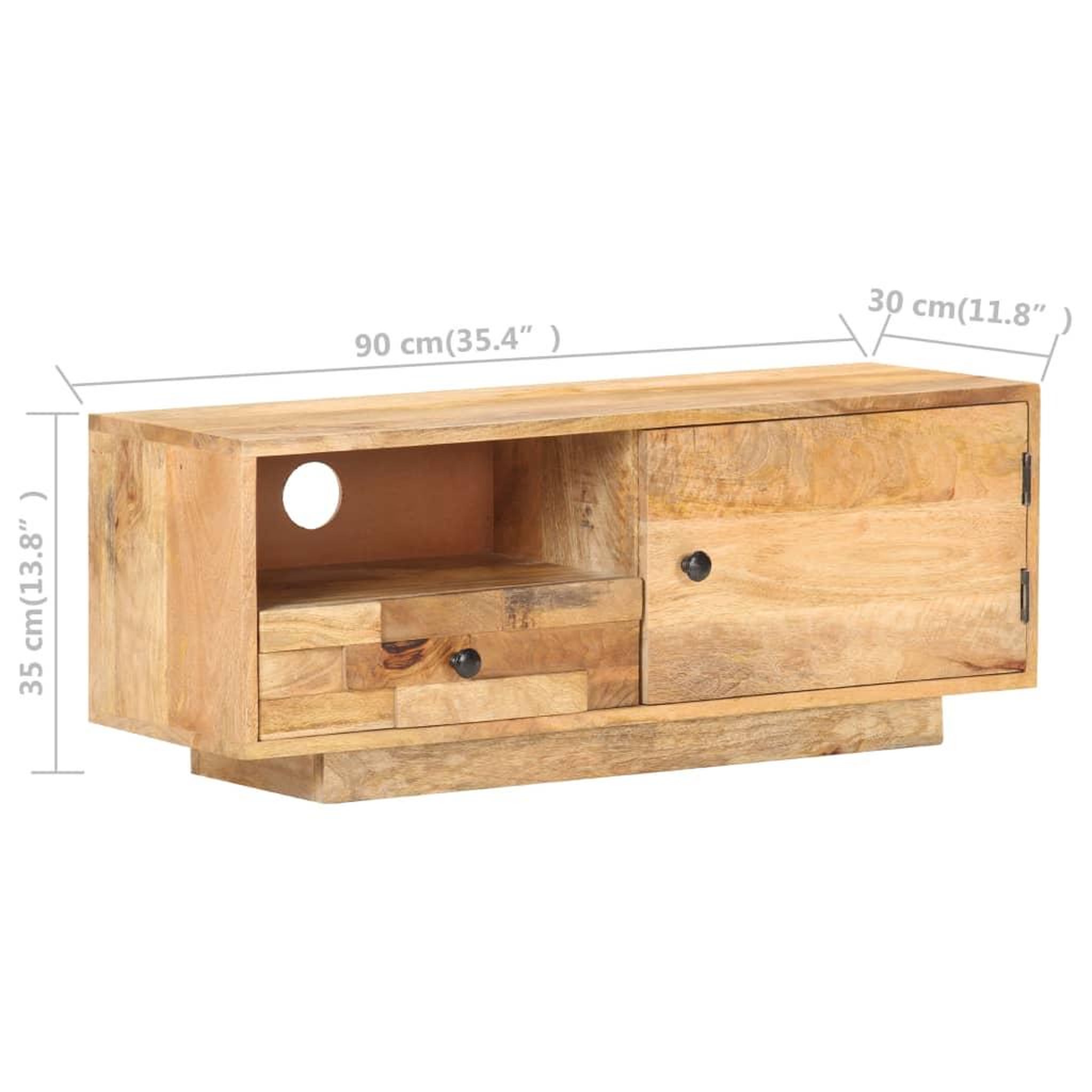 Voir la diapositive 6 : VIDAXL Meuble tv 90x30x35 cm bois massif de manguier