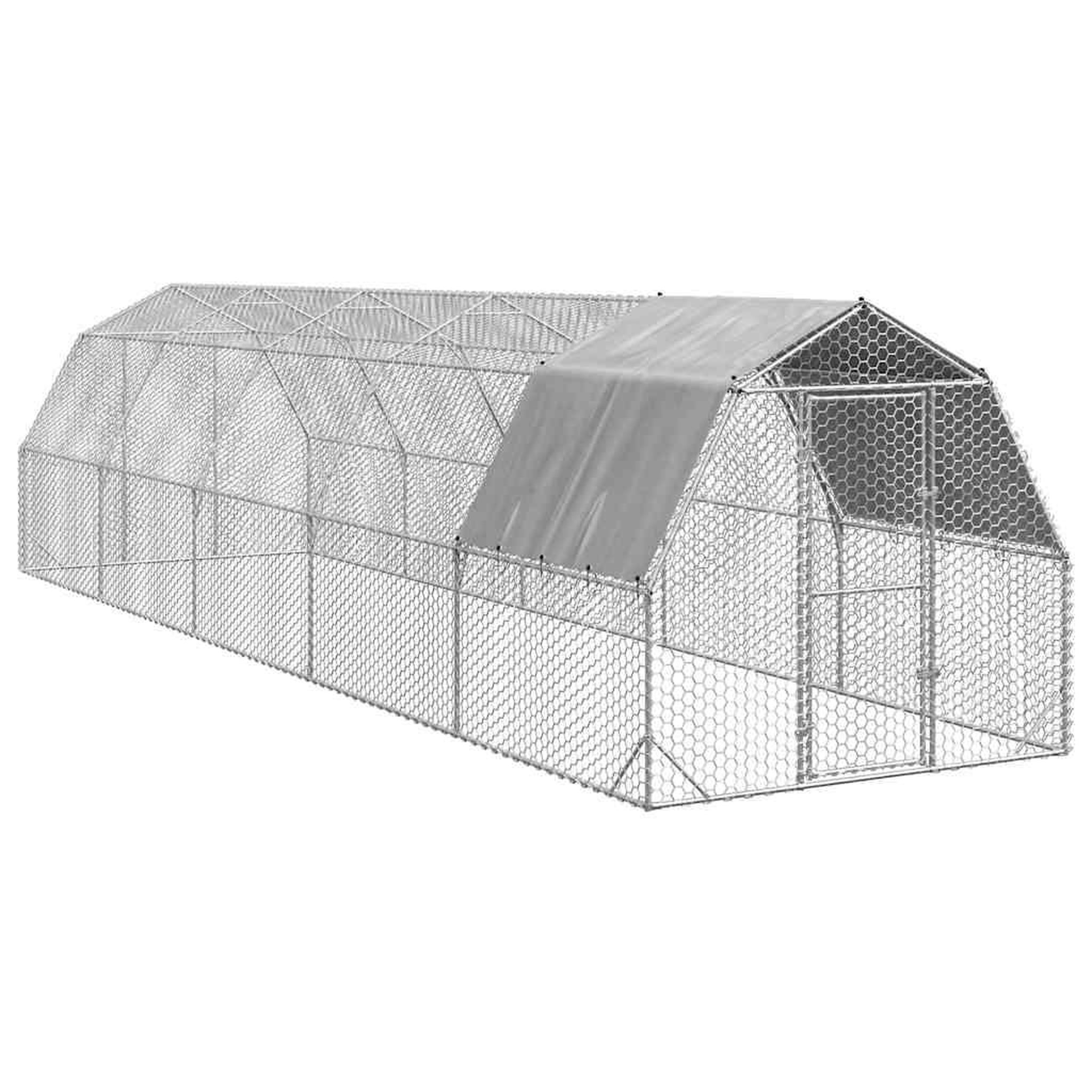 VIDAXL Poulailler avec toit 2,5x10x2,25 m acier galvanise