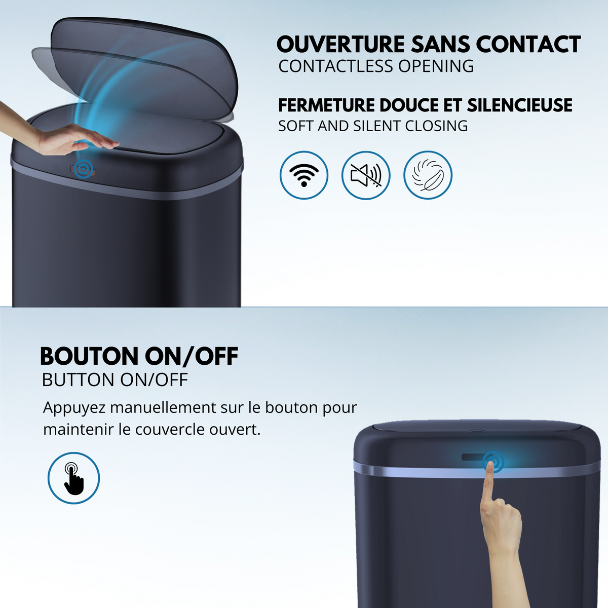 Kitchen move Poubelle de cuisine automatique LOGAN Gris Acier inoxydable 58L