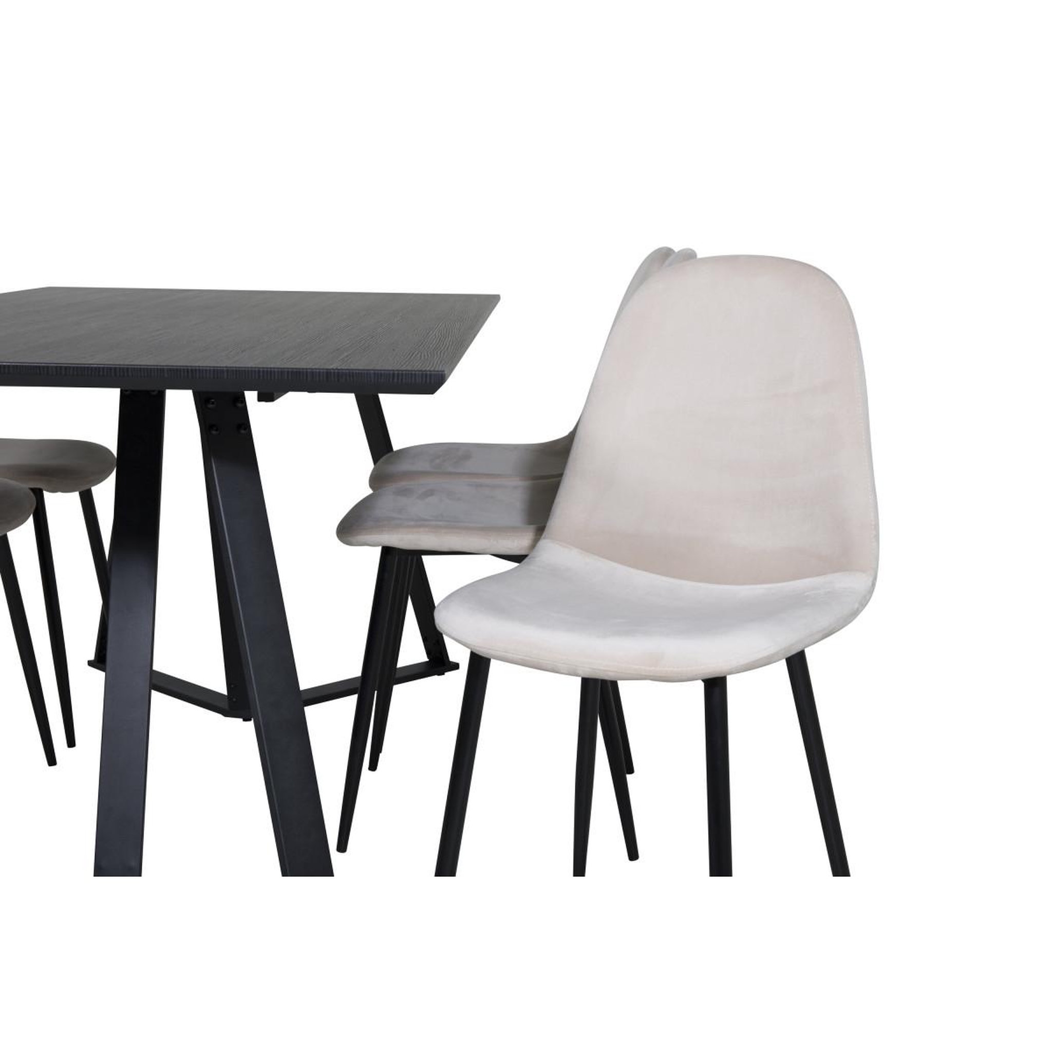 Voir la diapositive 3 : Paris Prix Ensemble table à manger & 6 chaises  marina & polar  180cm noir & beige