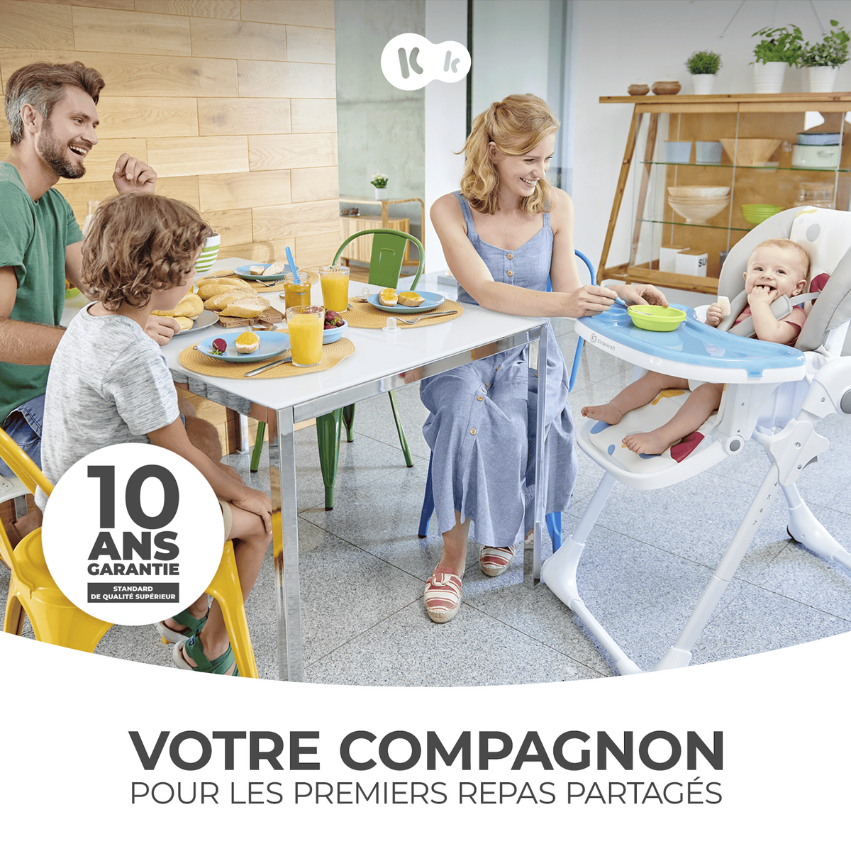 KINDERKRAFT Chaise haute bebe reglable pliante plateau amovib