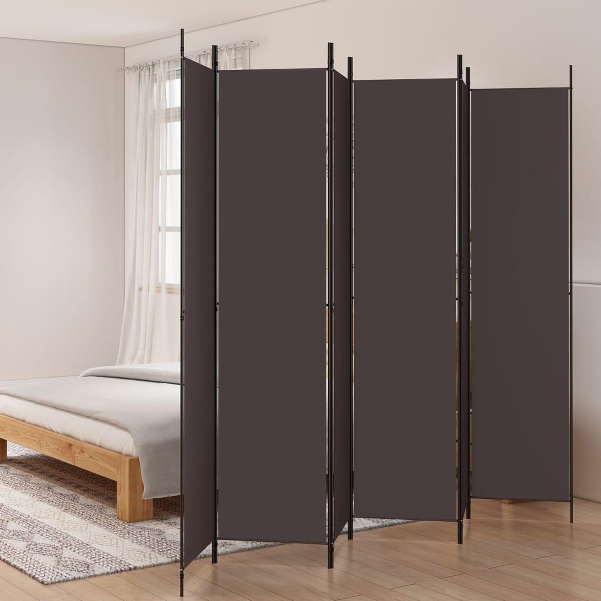 VIDAXL Cloison de separation 6 panneaux Marron 300x220 cm Tissu