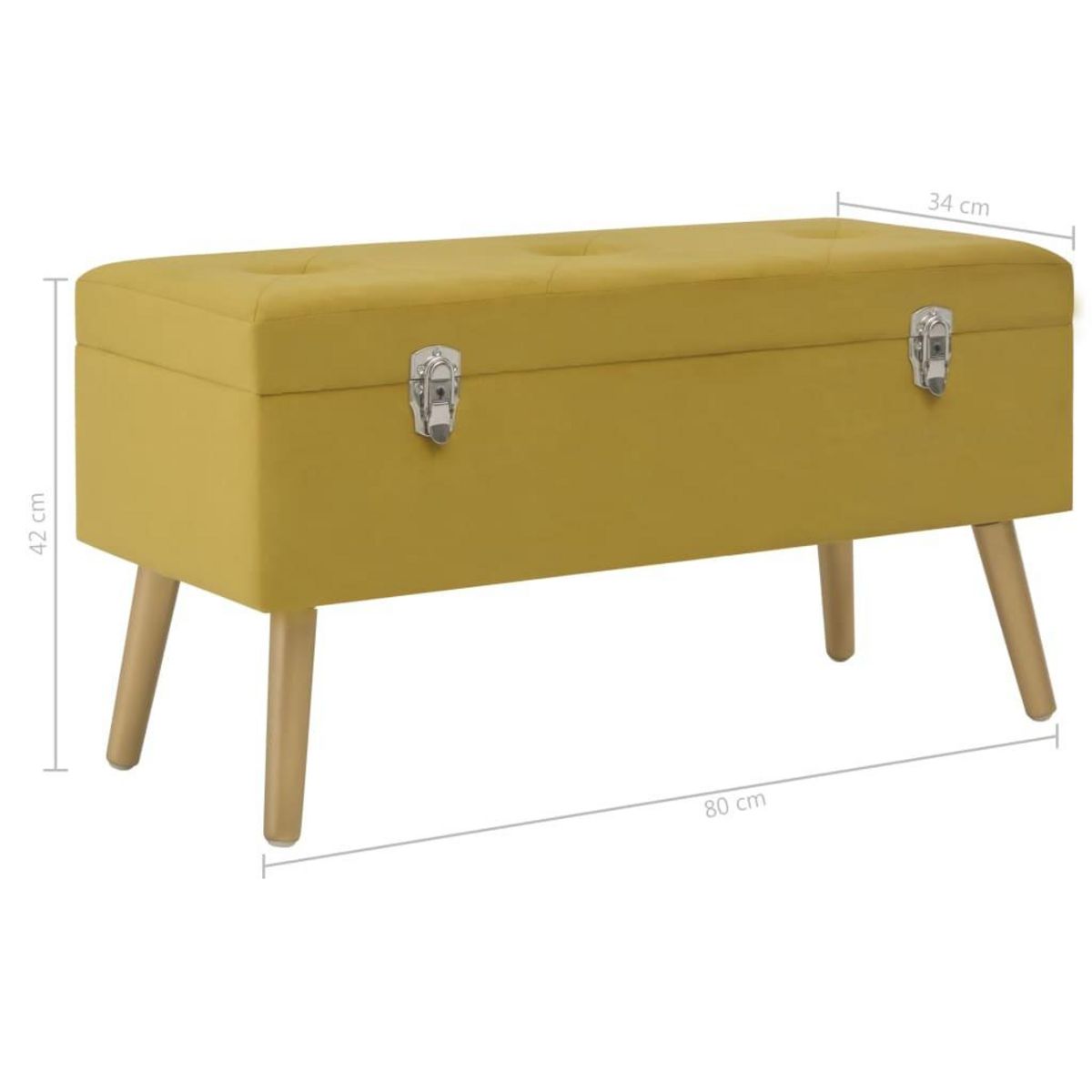 VIDAXL Banc avec compartiment de rangement 80cm Jaune moutarde Velours