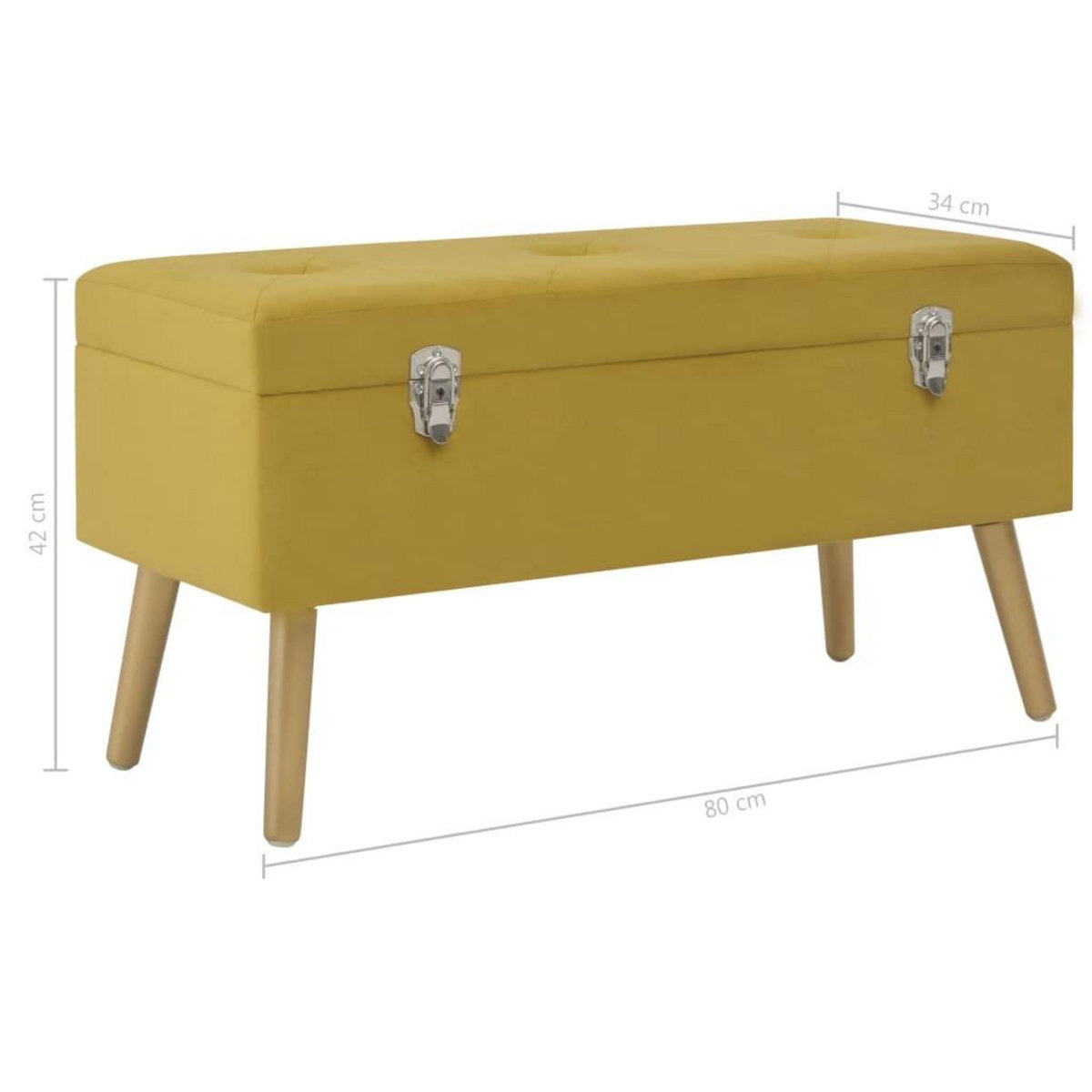 VIDAXL Banc avec compartiment de rangement 80cm Jaune moutarde Velours