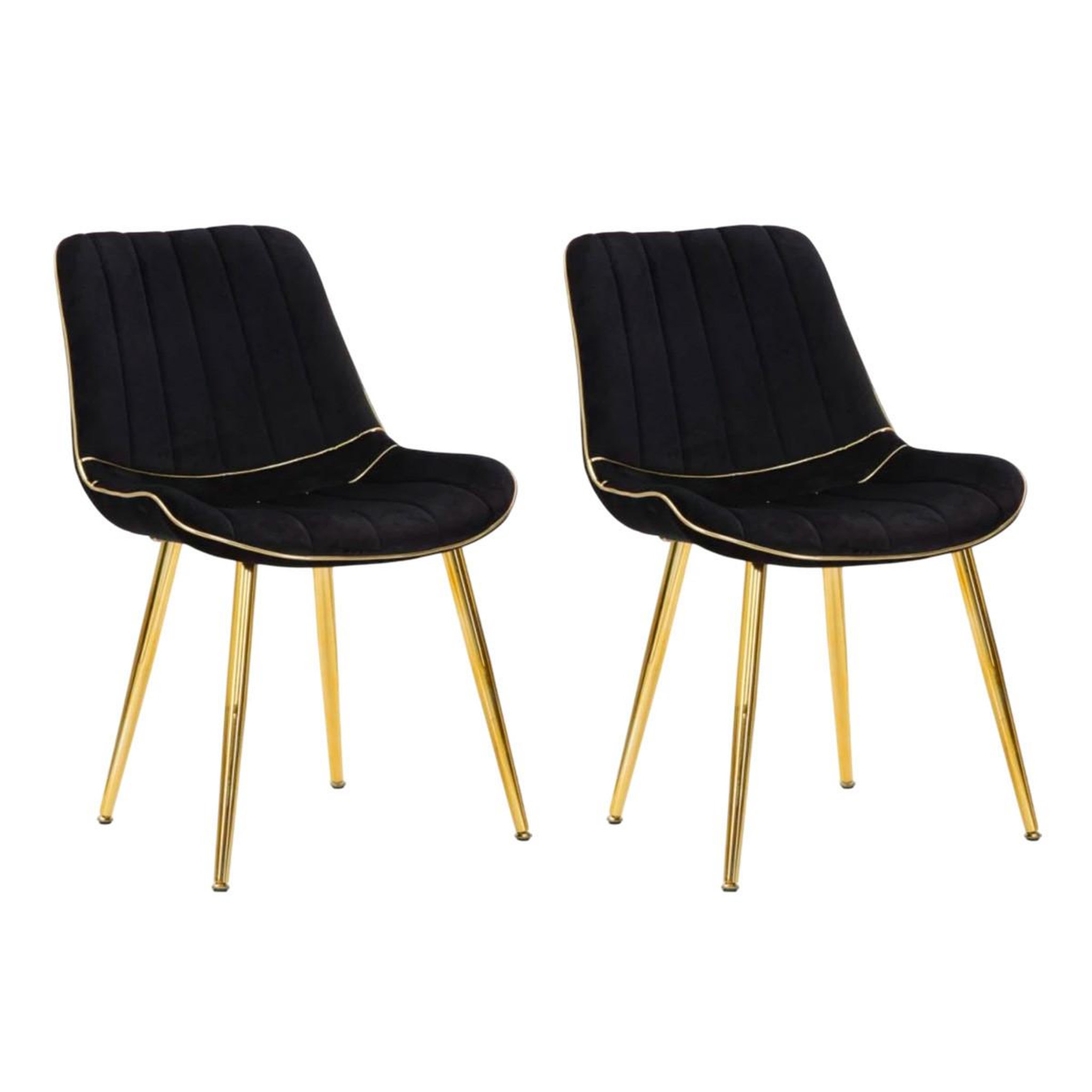 Paris Prix Lot de 2 chaises en tissu  paris  79cm noir & or
