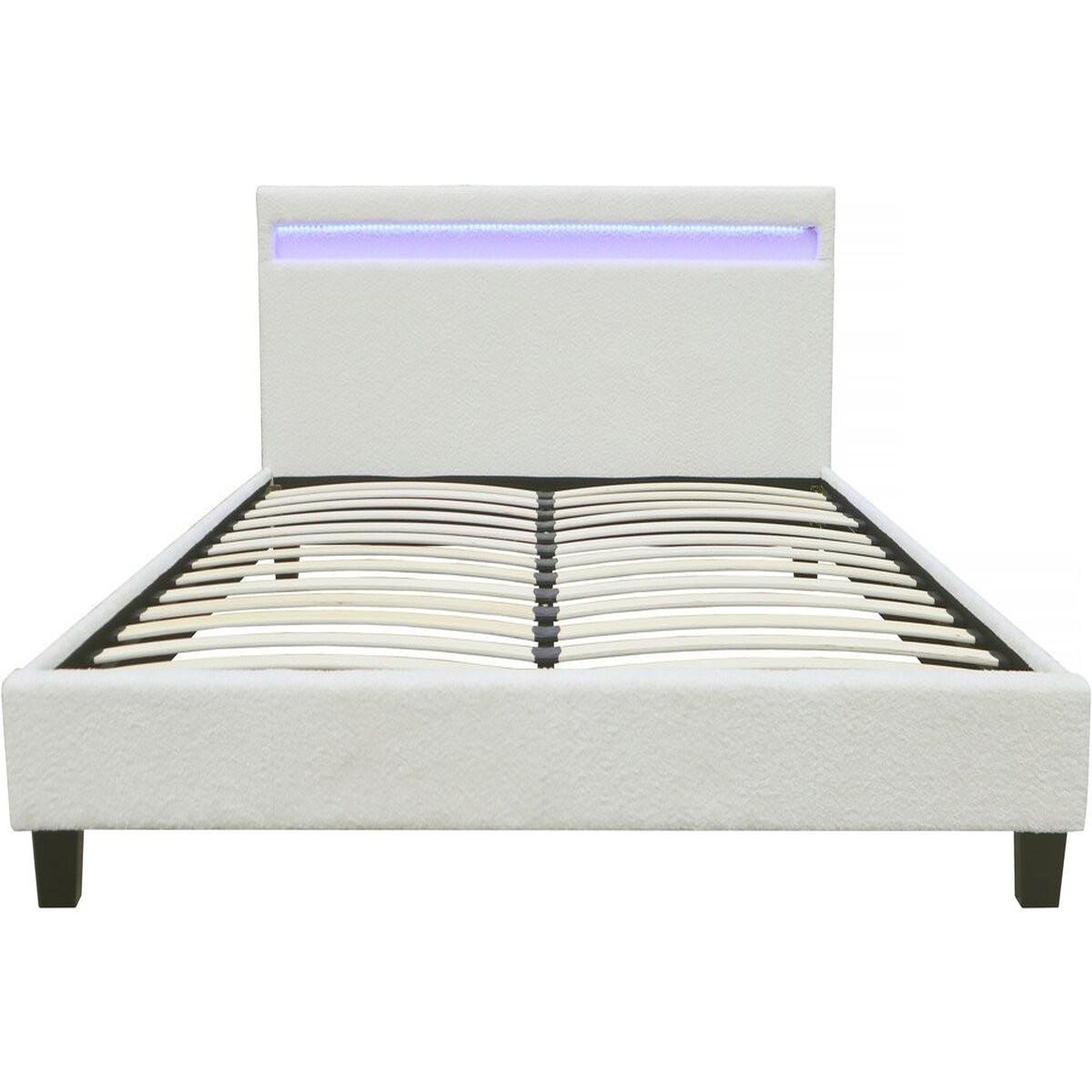 Habitat et Jardin Lit tissu bouclette avec led  maria  160 x 200 cm - crème