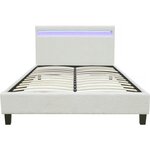 Habitat et Jardin Lit tissu bouclette avec LED  Maria  160 x 200 cm - Crème