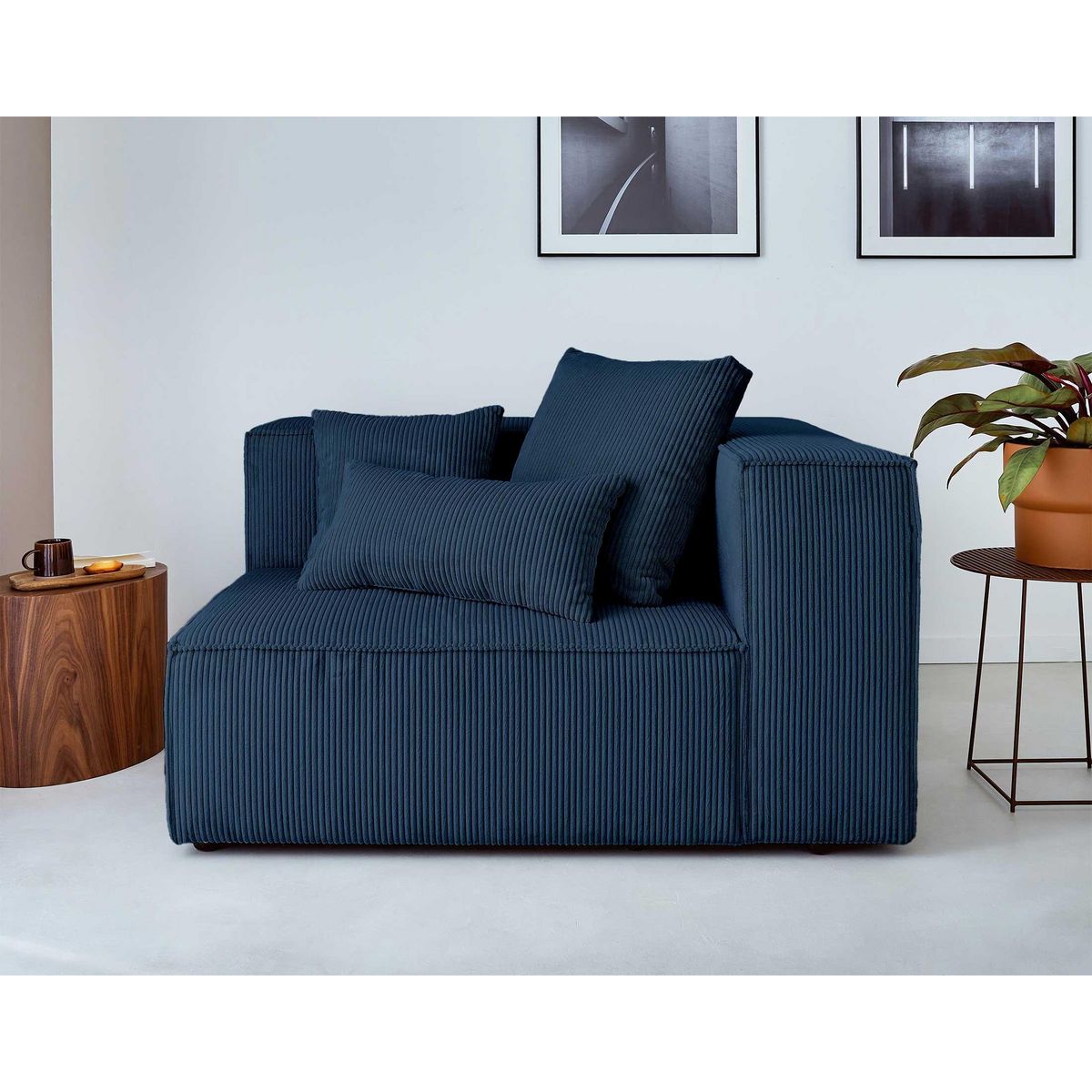 LISA DESIGN Colombine - module d'assise droit - en velours côtelé