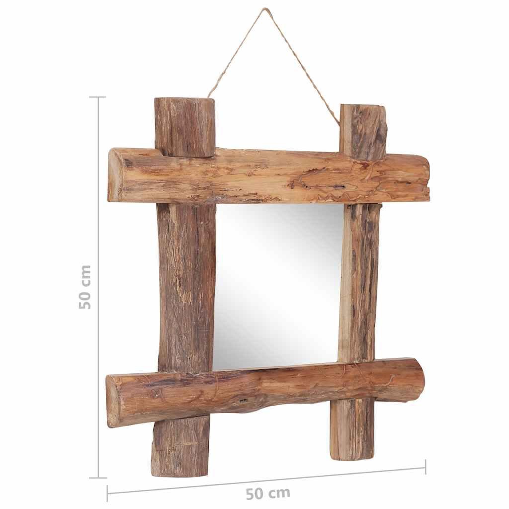 Voir la diapositive 6 : VIDAXL Miroir a buches naturel 50x50 cm bois de teck recycle