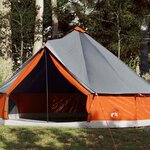 VIDAXL Tente familiale tipi 12 personnes gris et orange impermeable