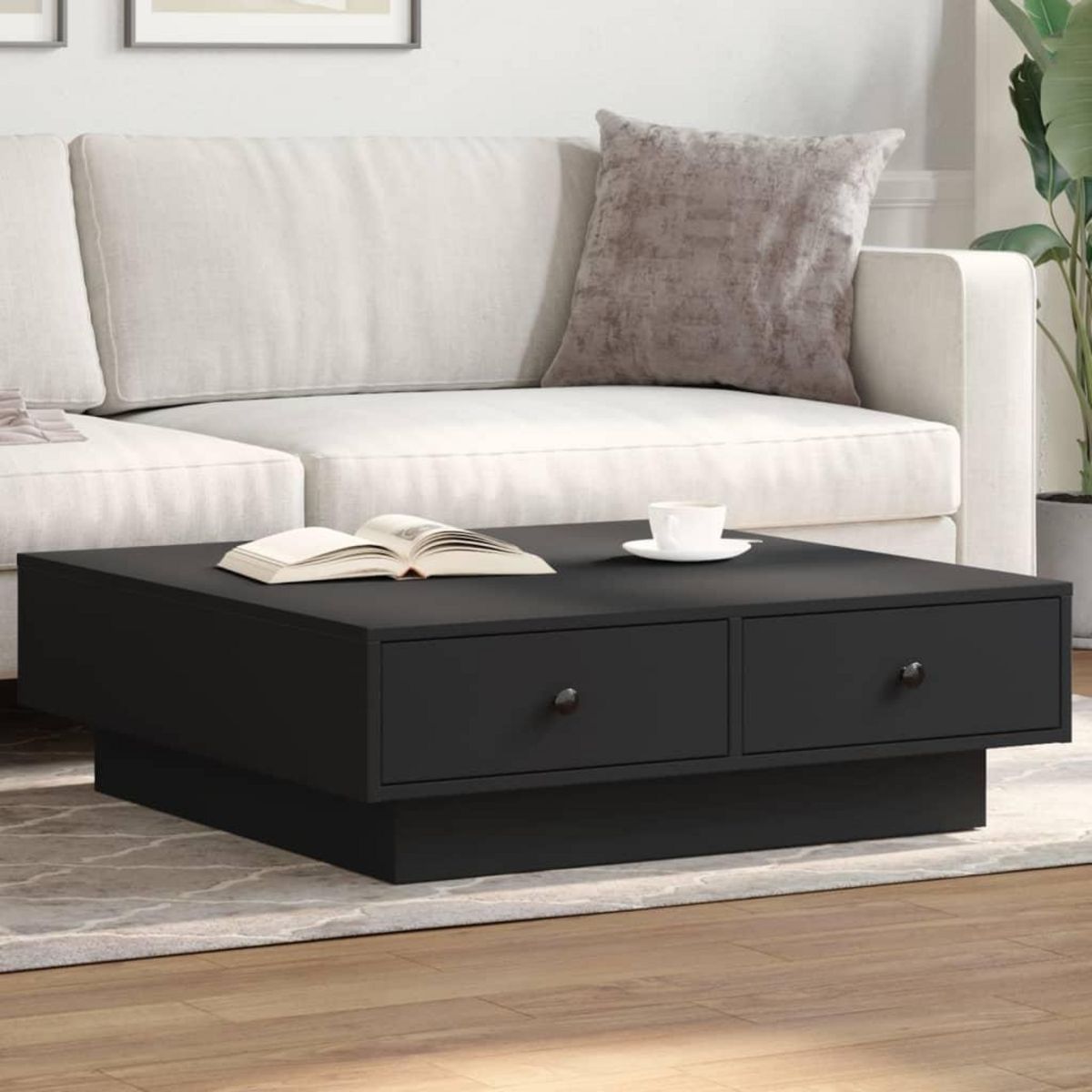 VIDAXL Table basse Noir 90x90x28 cm Agglomere