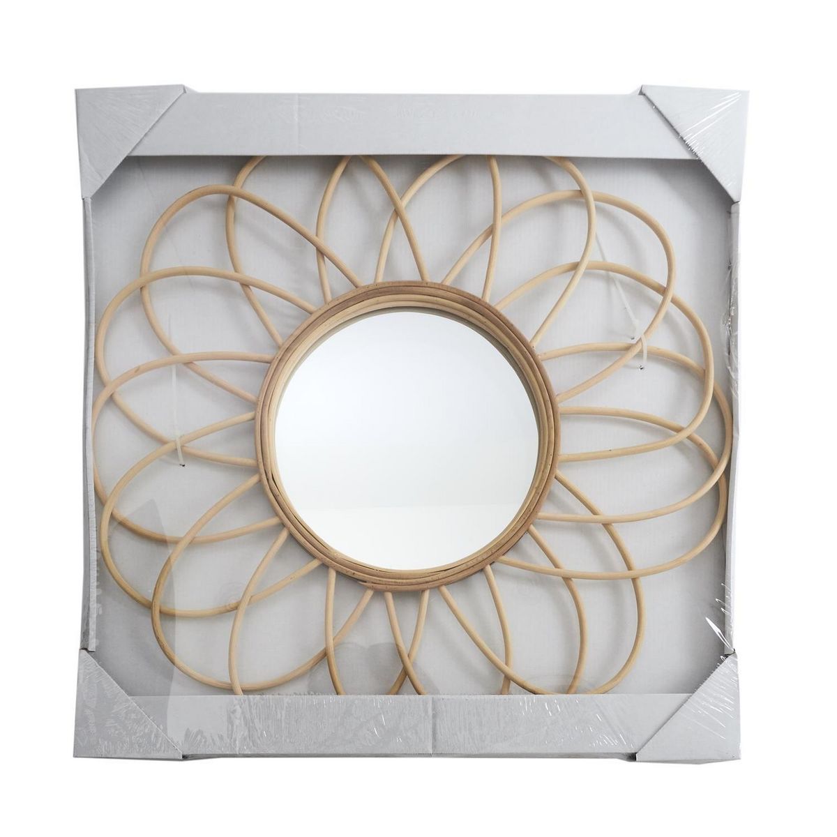 The Home Deco Factory Miroir Rosace en rotin - Diam 56 cm