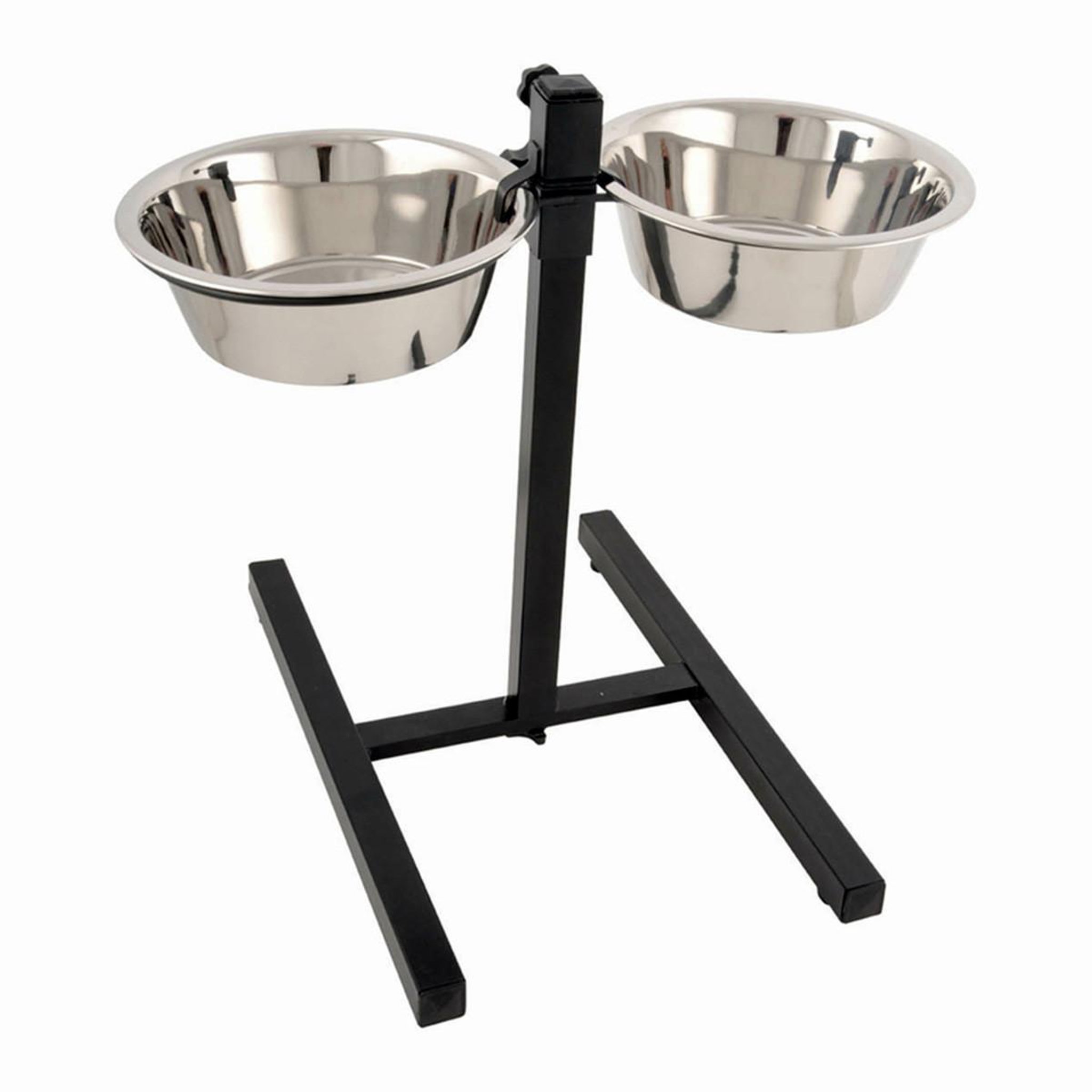 LOVE STORY Lot de 2 gamelles pour chien  réglable  46cm argent