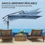 Voir la diapositive 6 : OUTSUNNY Parasol déporté carré 3 x 3 m réglable piètement croix manivelle tissu haute densité 180g/m² UPF50+ bleu
