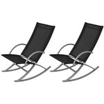 VIDAXL Chaises a bascule de jardin lot de 2 Acier et textilene Noir