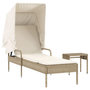 Voir la diapositive 2 : VIDAXL Chaise longue avec auvent et table beige resine tressee