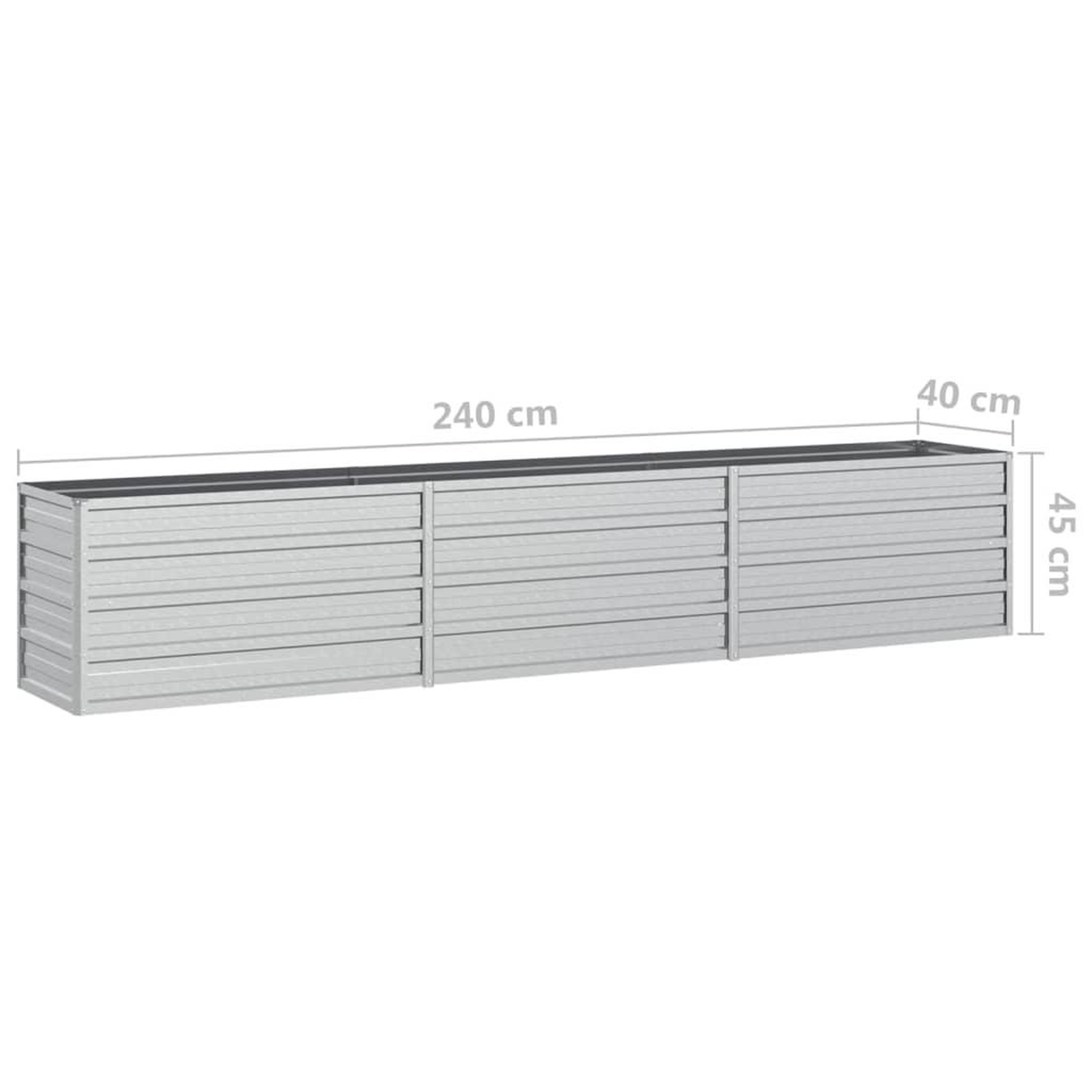Voir la diapositive 6 : VIDAXL Lit sureleve de jardin 240x40x45 cm Acier galvanise Argente