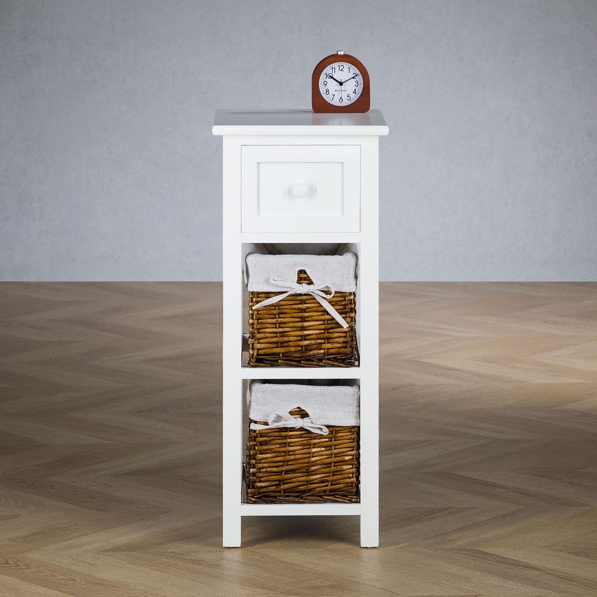 IDIMEX Table de chevet TALASI avec 1 tiroir et 2 paniers - En bois