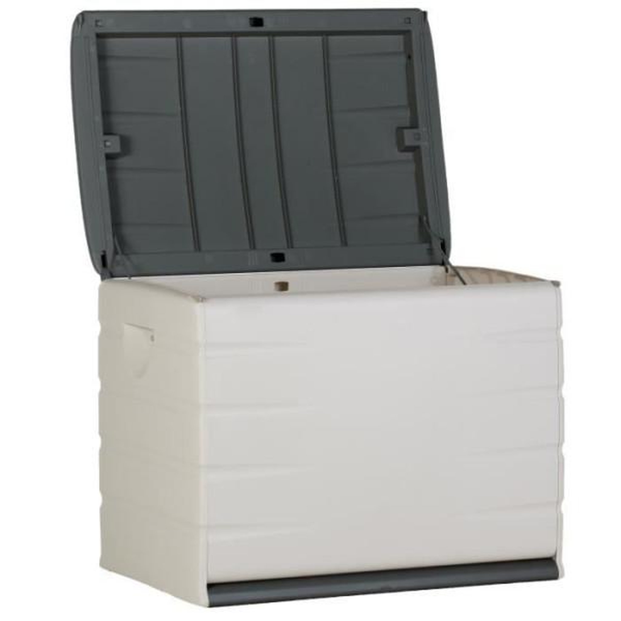 Voir la diapositive 2 : PLASTIKEN Coffre de rangement PLASTIKEN 260L - Intérieur/Extérieur Fonctionnel et Esthétique - Cadenassable avec Roulettes - 80 x 61 x