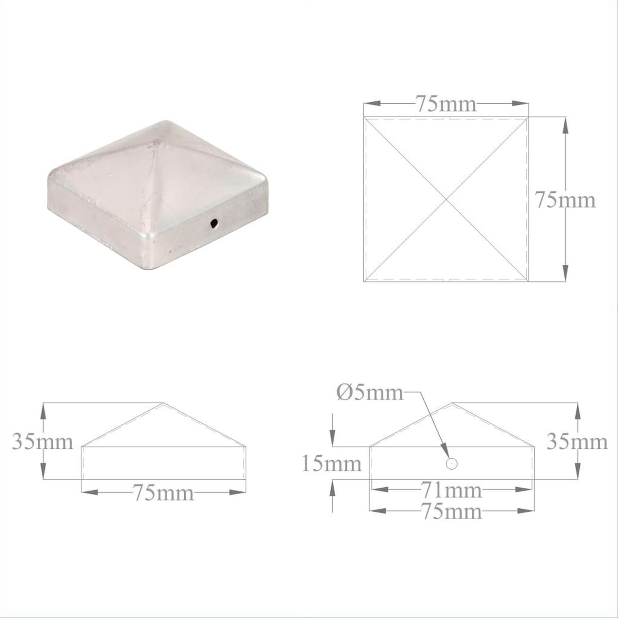 Voir la diapositive 6 : VIDAXL Bouchons de poteau de cloture 6 pcs Metal galvanise 71x71 mm
