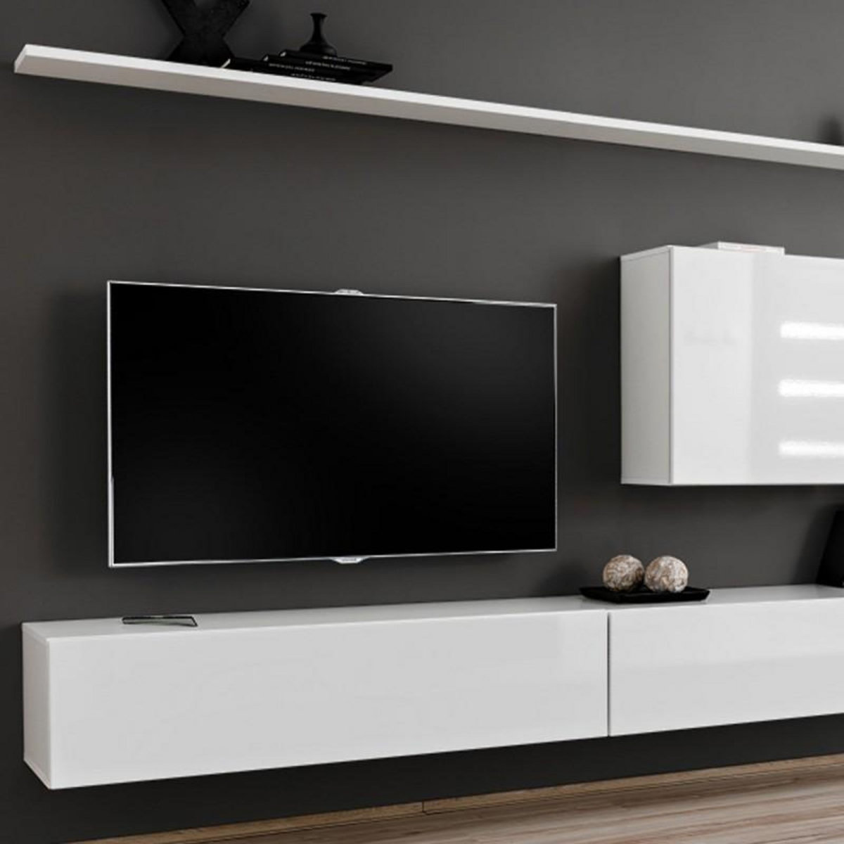 Paris Prix Meuble TV Mural Design  Switch VII  340cm Blanc