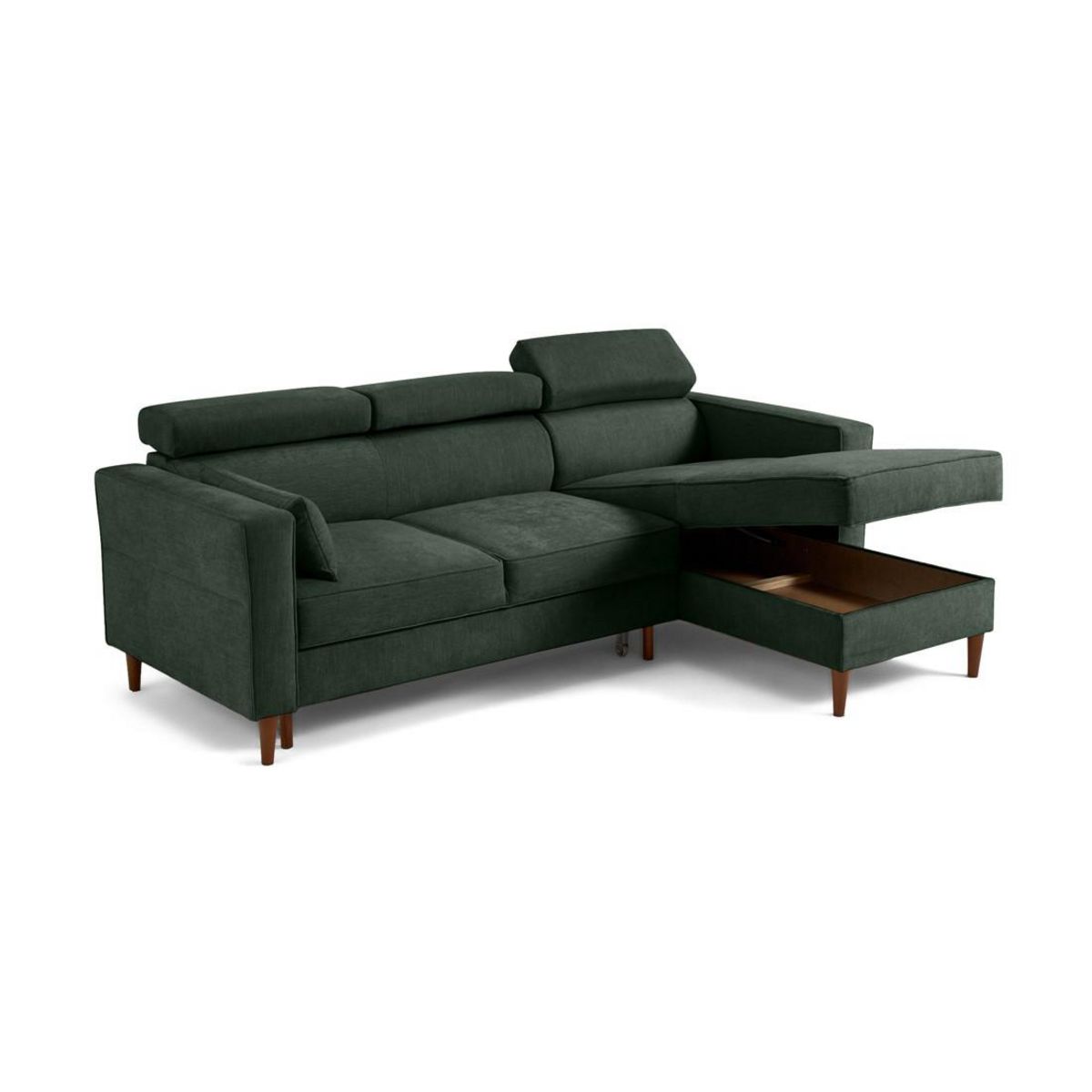 BEST MOBILIER Alicante - canapé d'angle réversible convertible avec têtières - coffre - 4 places - en tissu texturé