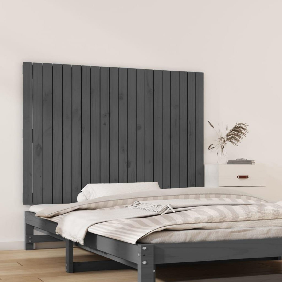VIDAXL Tete de lit murale Gris 127,5x3x90 cm Bois massif de pin