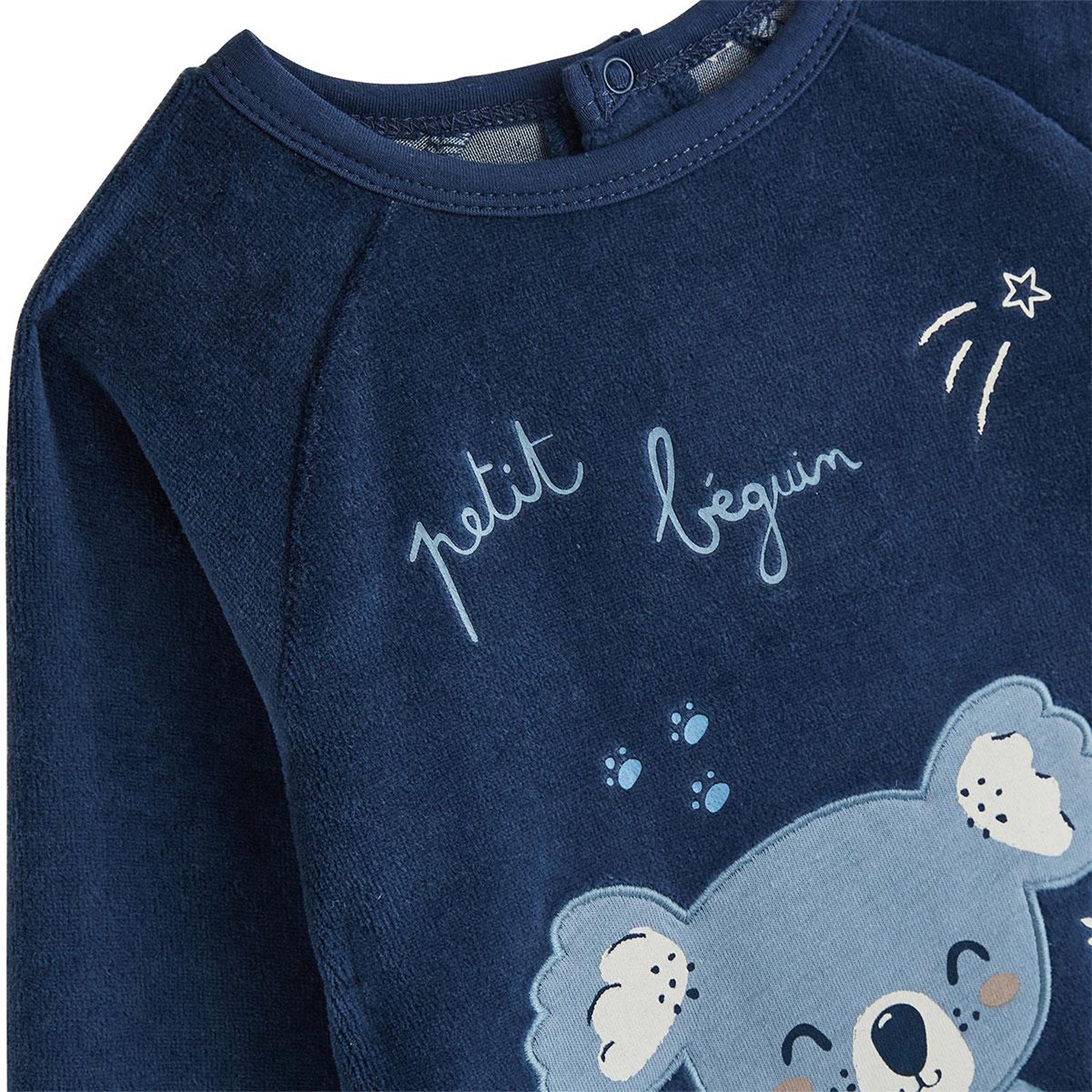 Voir la diapositive 2 : PETIT BEGUIN Pyjama enfant 2 pièces en velours mathéo