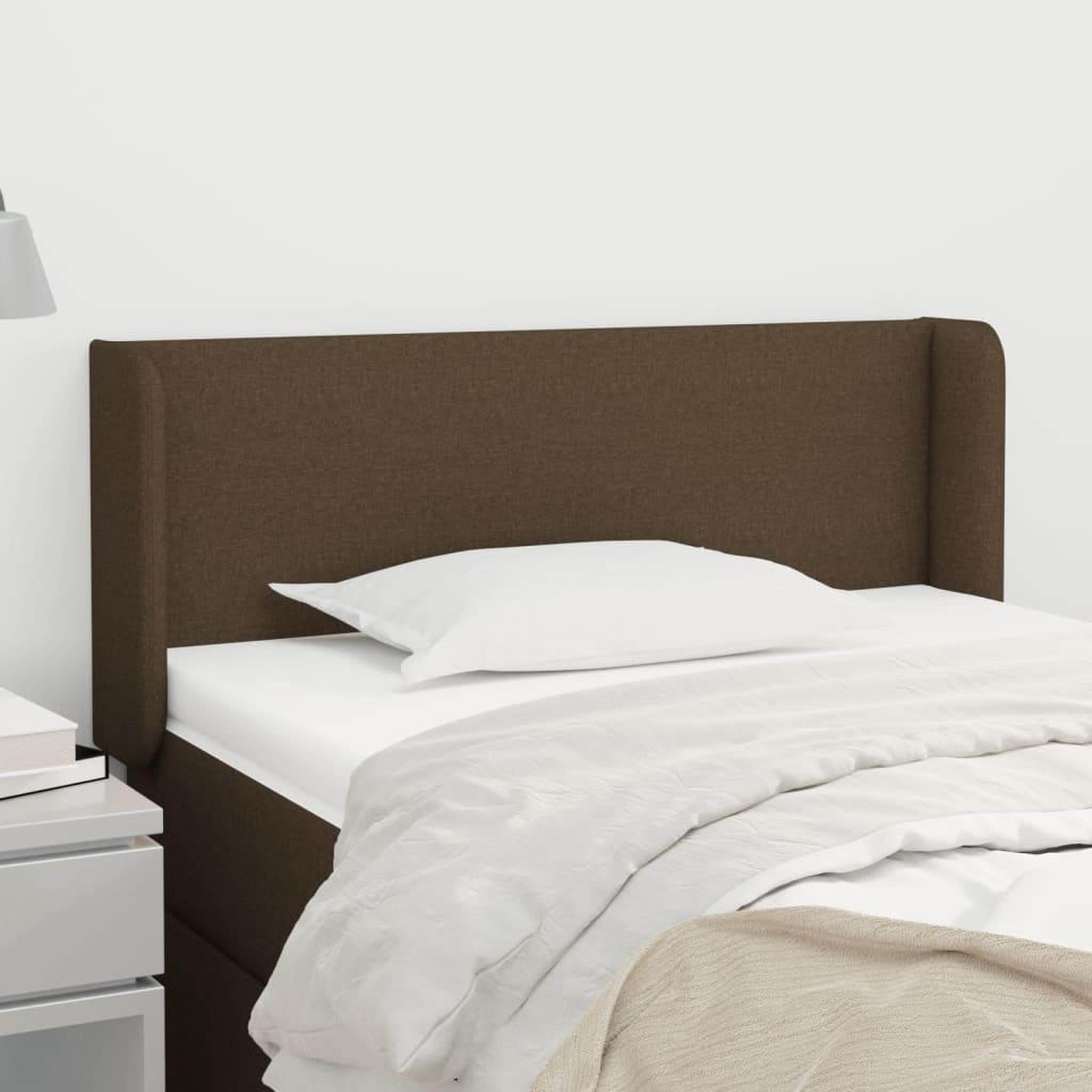 Voir la diapositive 1 : VIDAXL Tete de lit avec oreilles Marron Fonce 103x16x78/88 cm Tissu