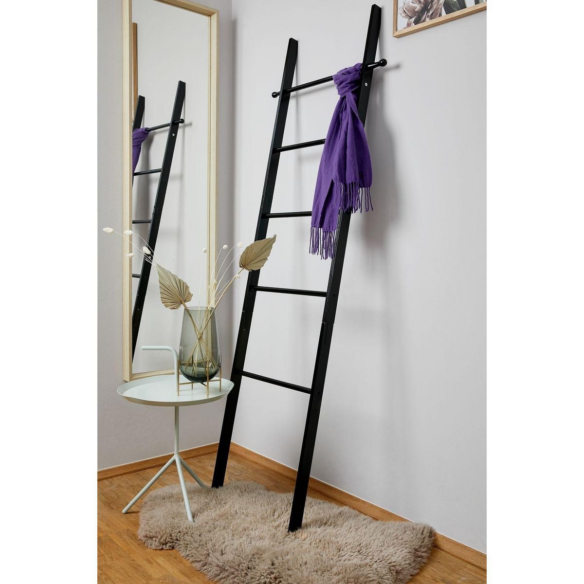 Wenko Echelle porte-serviette design bambou Suri - L. 43 x H. 170 cm - Noir