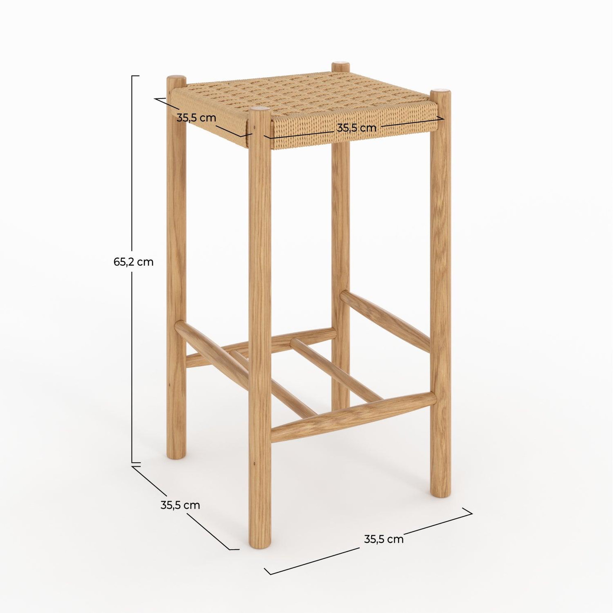 Voir la diapositive 4 : MAISON PAVANE Tabouret pour îlot central 65 cm en tressage et bois-Kepler