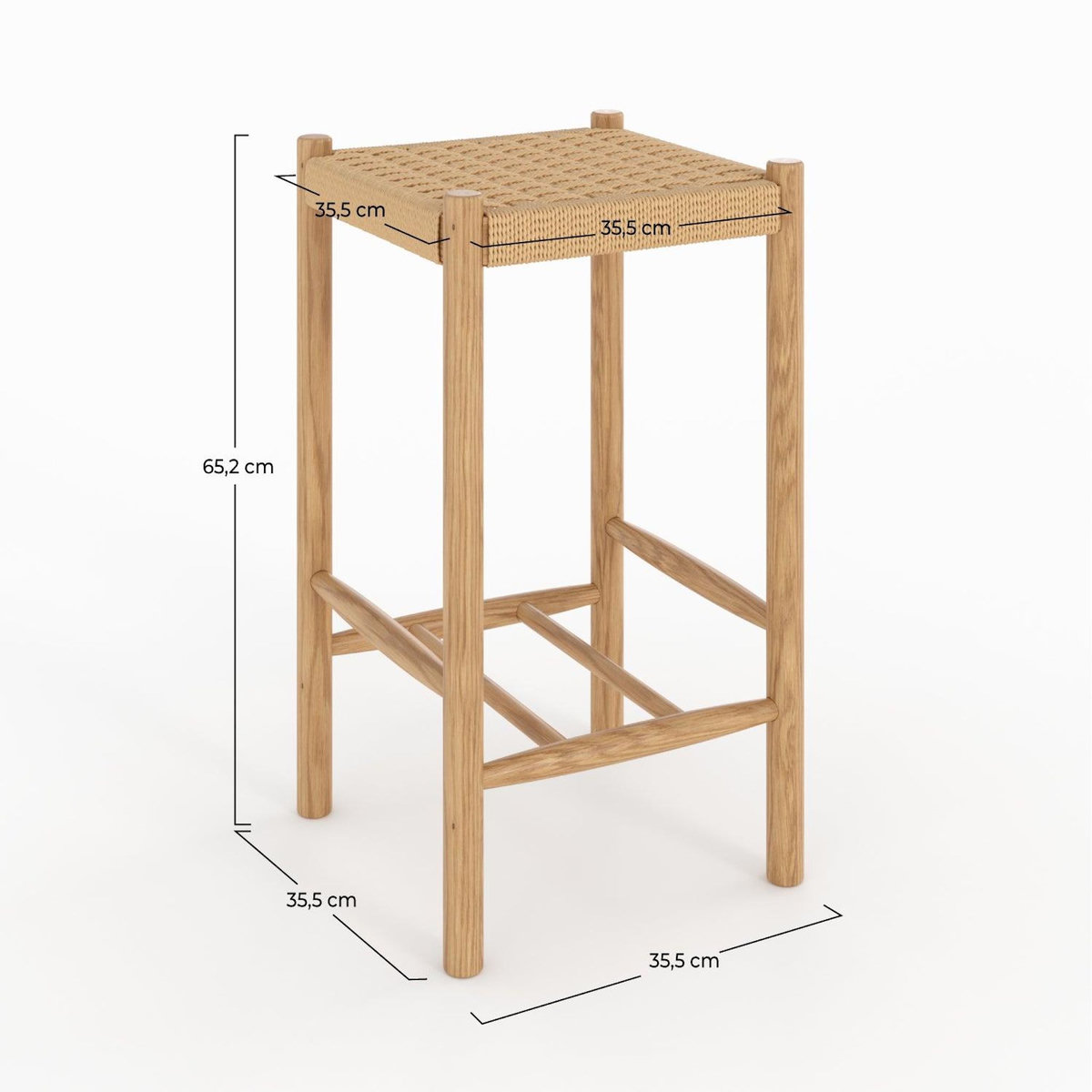Rendez vous déco Tabouret pour îlot central 65 cm en tressage et bois-Kepler