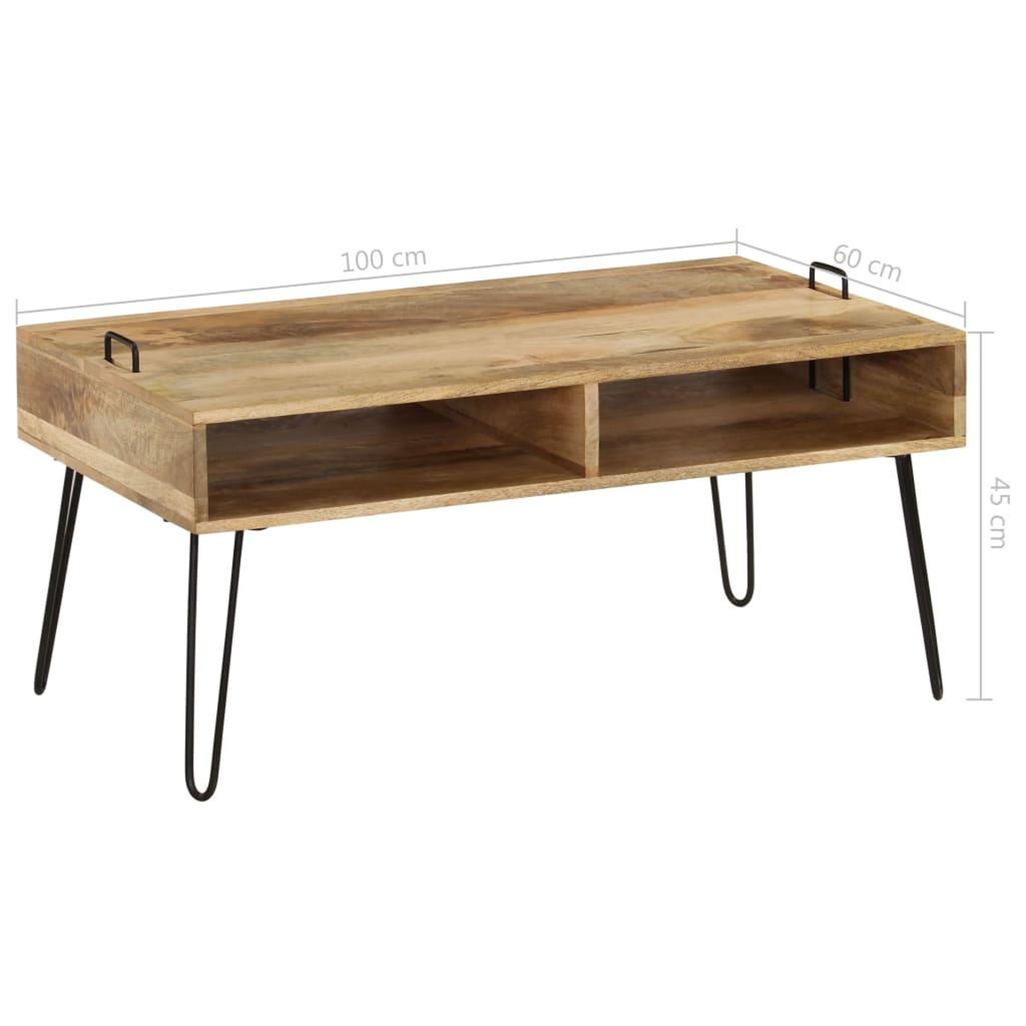 Voir la diapositive 6 : VIDAXL Table basse bois de manguier massif 100x60x45 cm