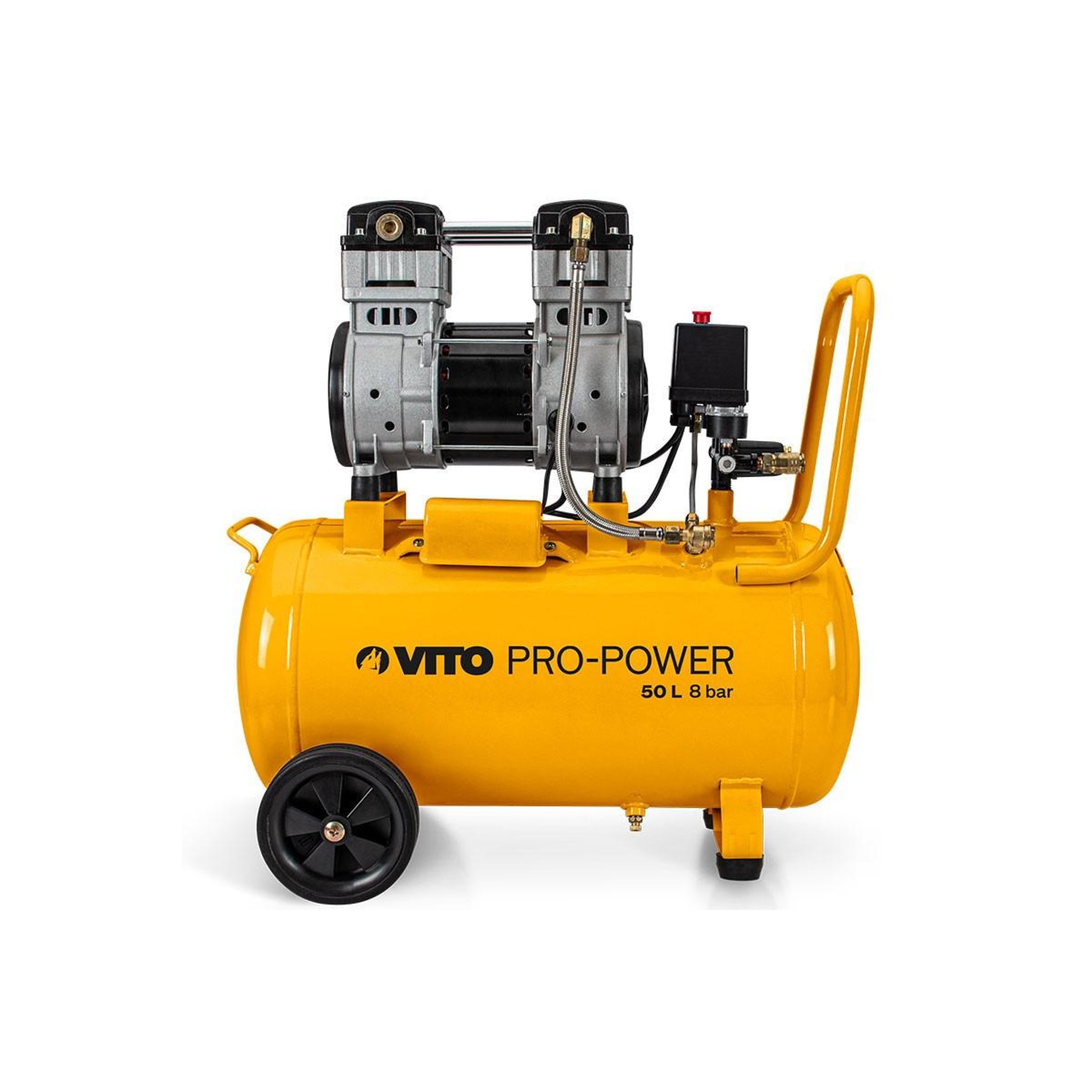Voir la diapositive 1 : VITO Pro-Power Compresseur d'air Silencieux 50 Litres 1.5 CV 1100W 8 bar VITO