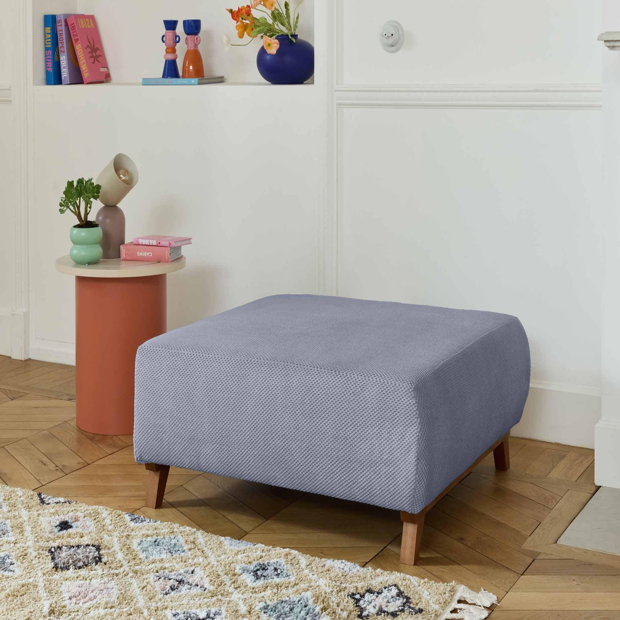 Voir la diapositive 5 : BEST MOBILIER Cristal - pouf modulable - 95 cm - en velours texturé