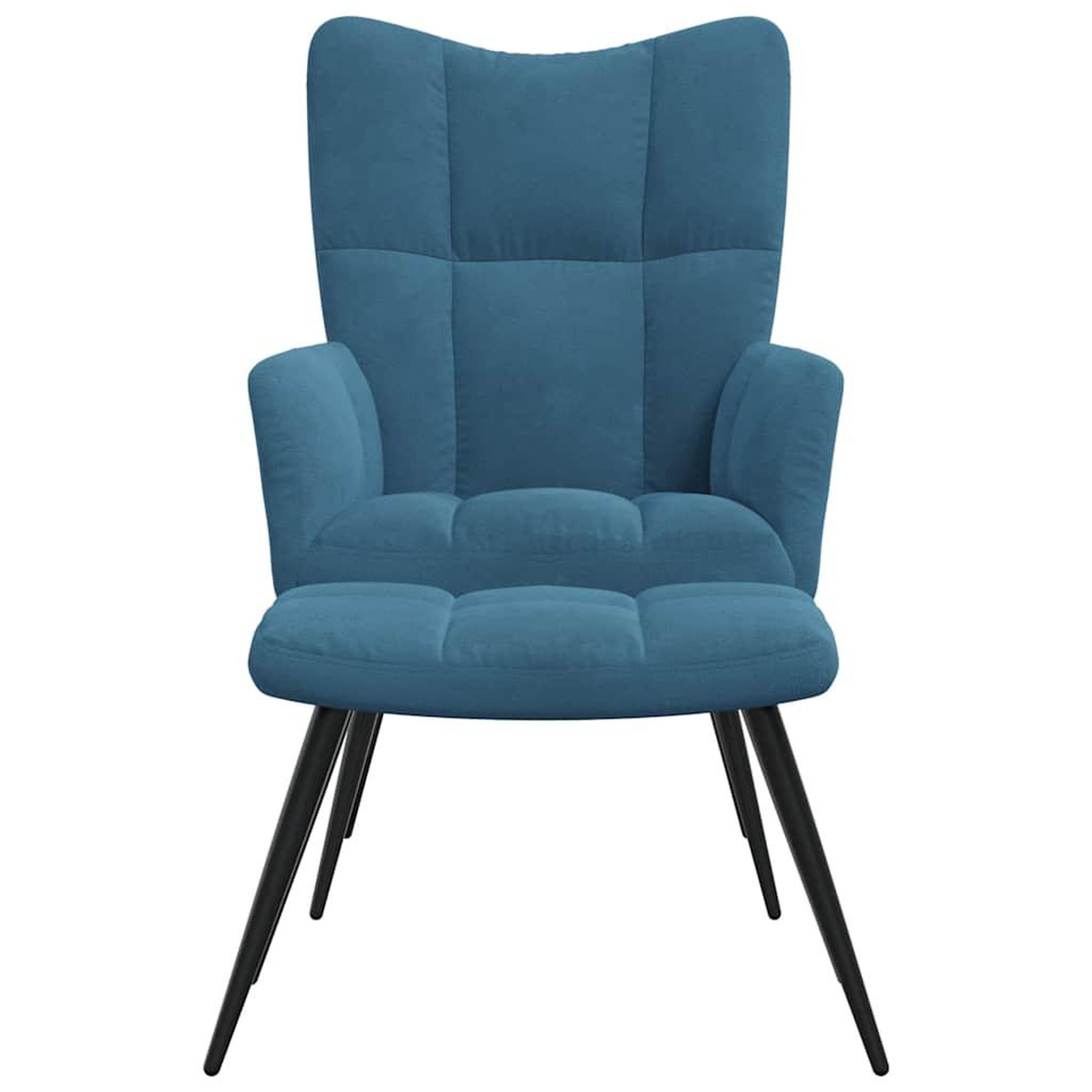 Voir la diapositive 3 : VIDAXL Chaise de relaxation avec tabouret Bleu Velours